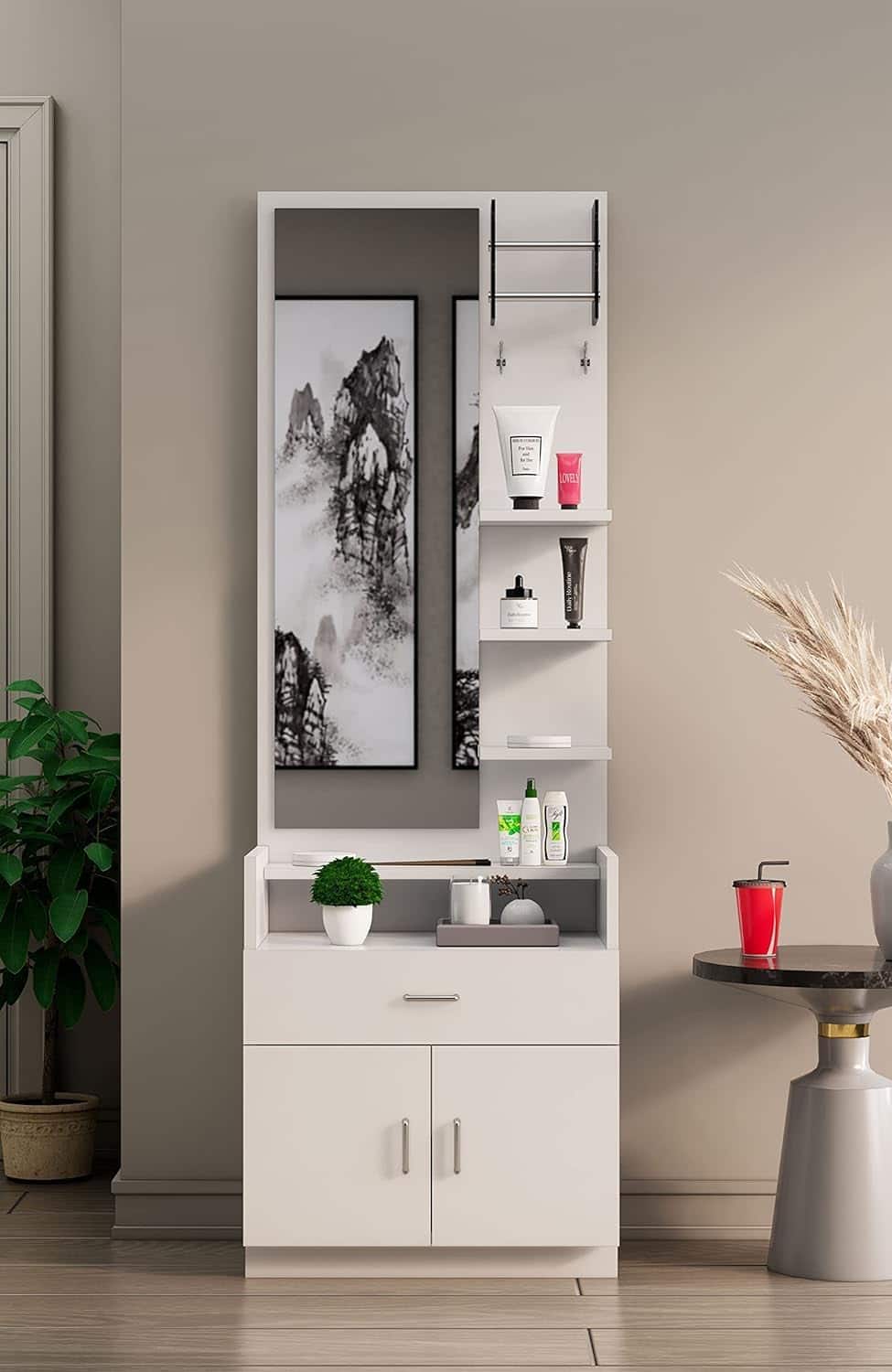 Hexa Red Engineered Wood Dressing Table in Frosty White Colour - HexaRed