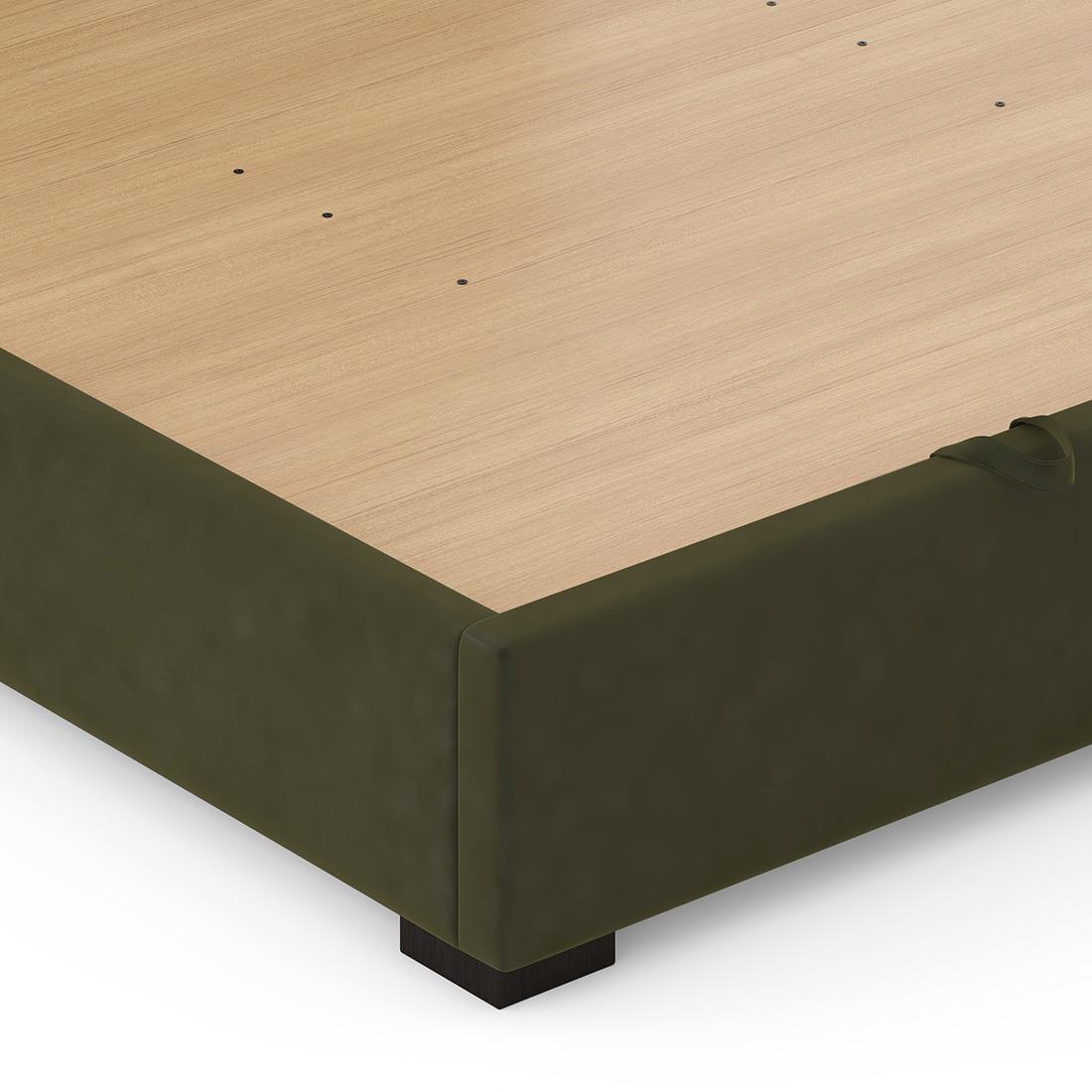 Milan Engineered Wood King Size Beds With Storage In Deep Olive Velvet