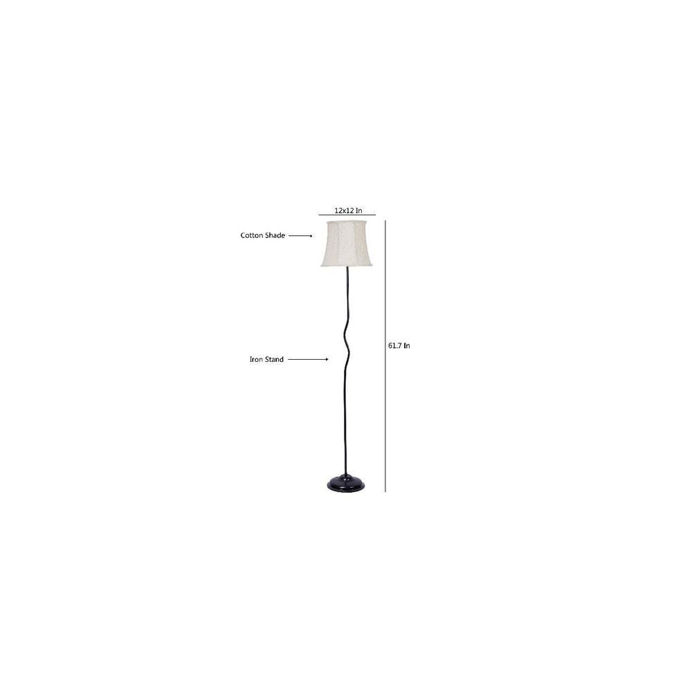 Savannah Off White Fabric Floor Lamp with Black Iron Base