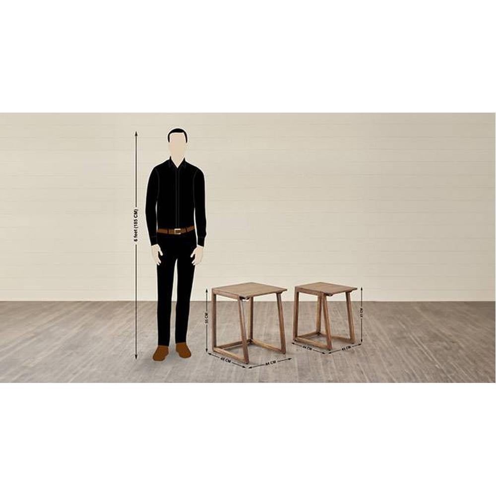 Dresden Solid Wood Side Table in  Natural Finish