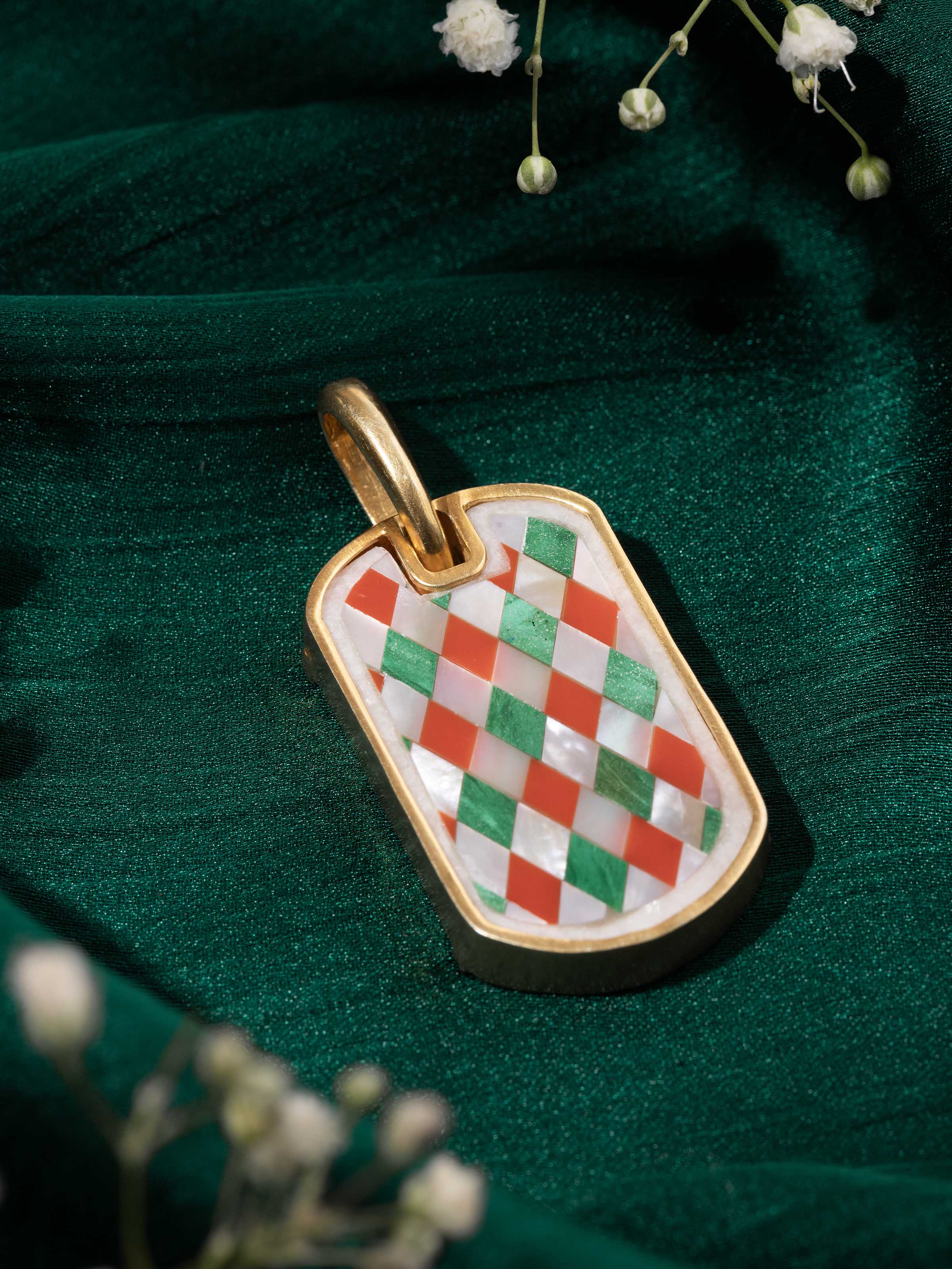 Alternate lifestyle view highlighting pendant's elegance and form on model.