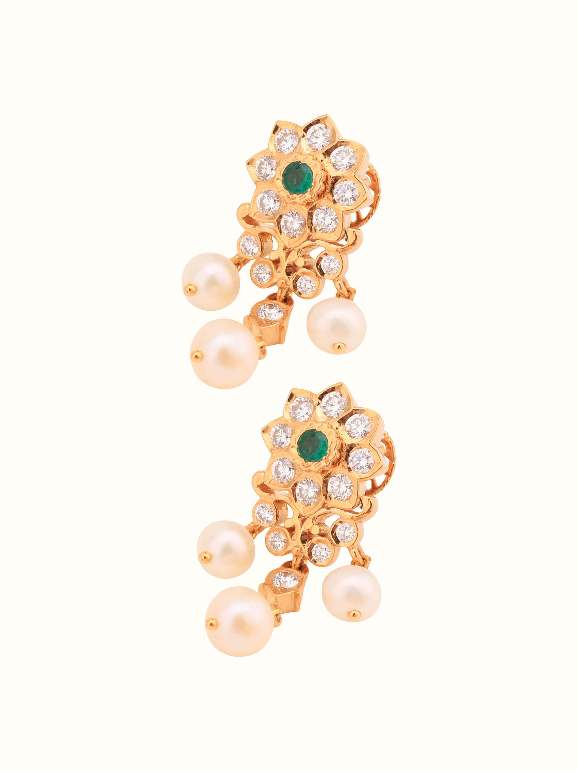 Close-setting 22 Karat Gold Drop Earrings
