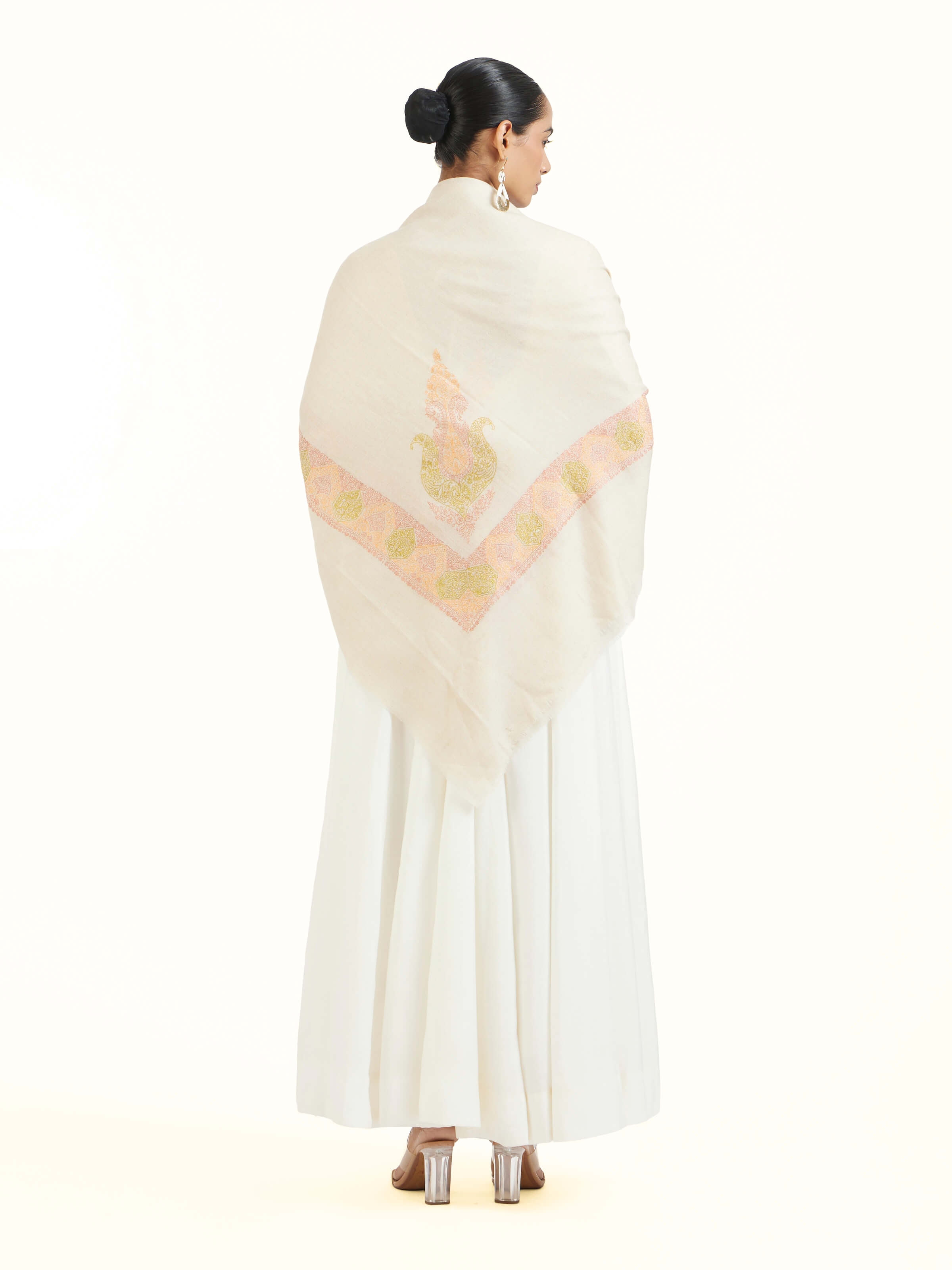 Cream Sozni Hand Embroidered Scarf