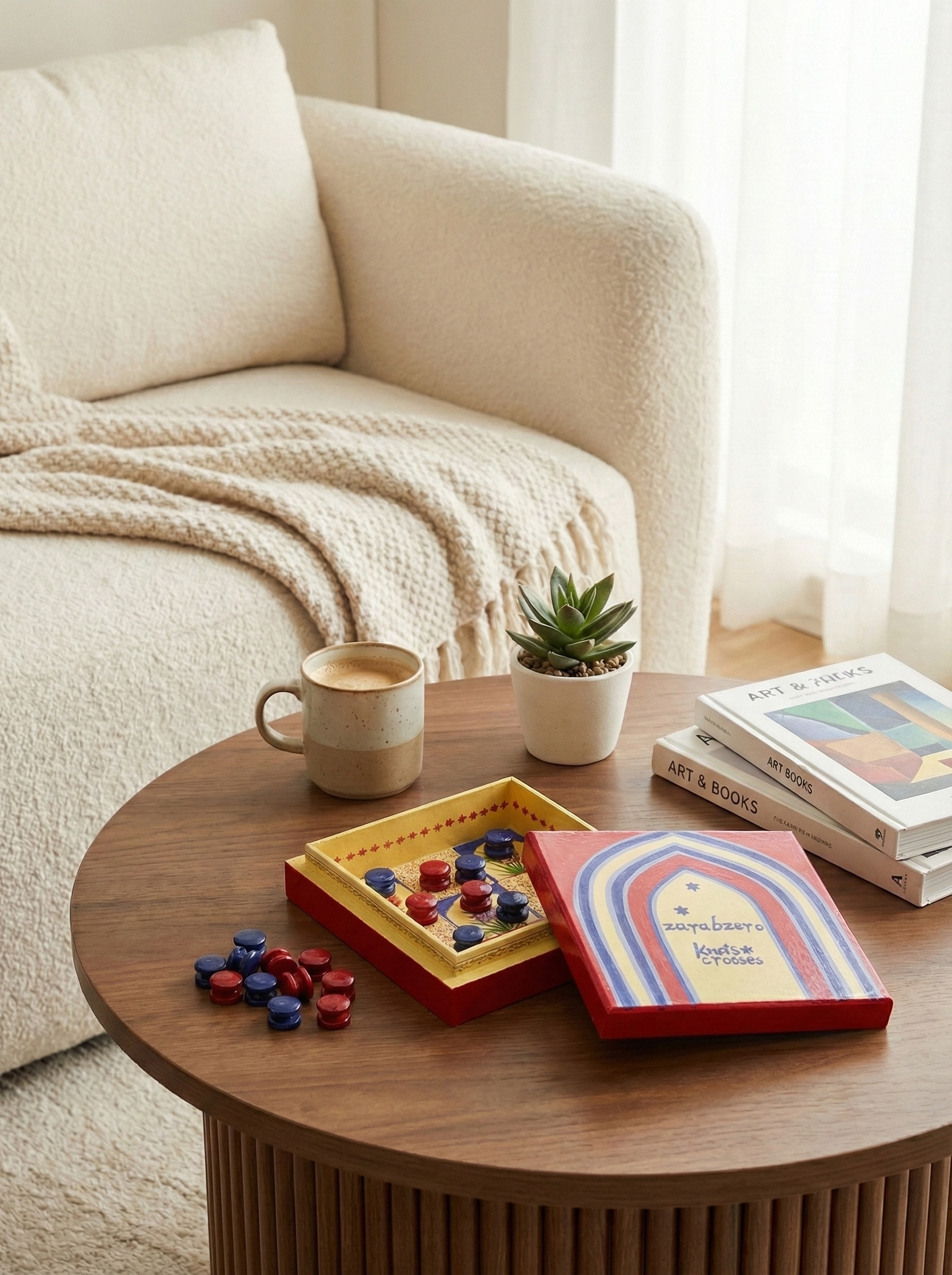 Front view of Papier Mache Zarabzero Knots & Crosses Board Game