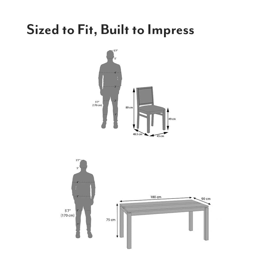 Atlas Crest Solid Wood 6 Seater Dining Table with Atlas Dining Chair set