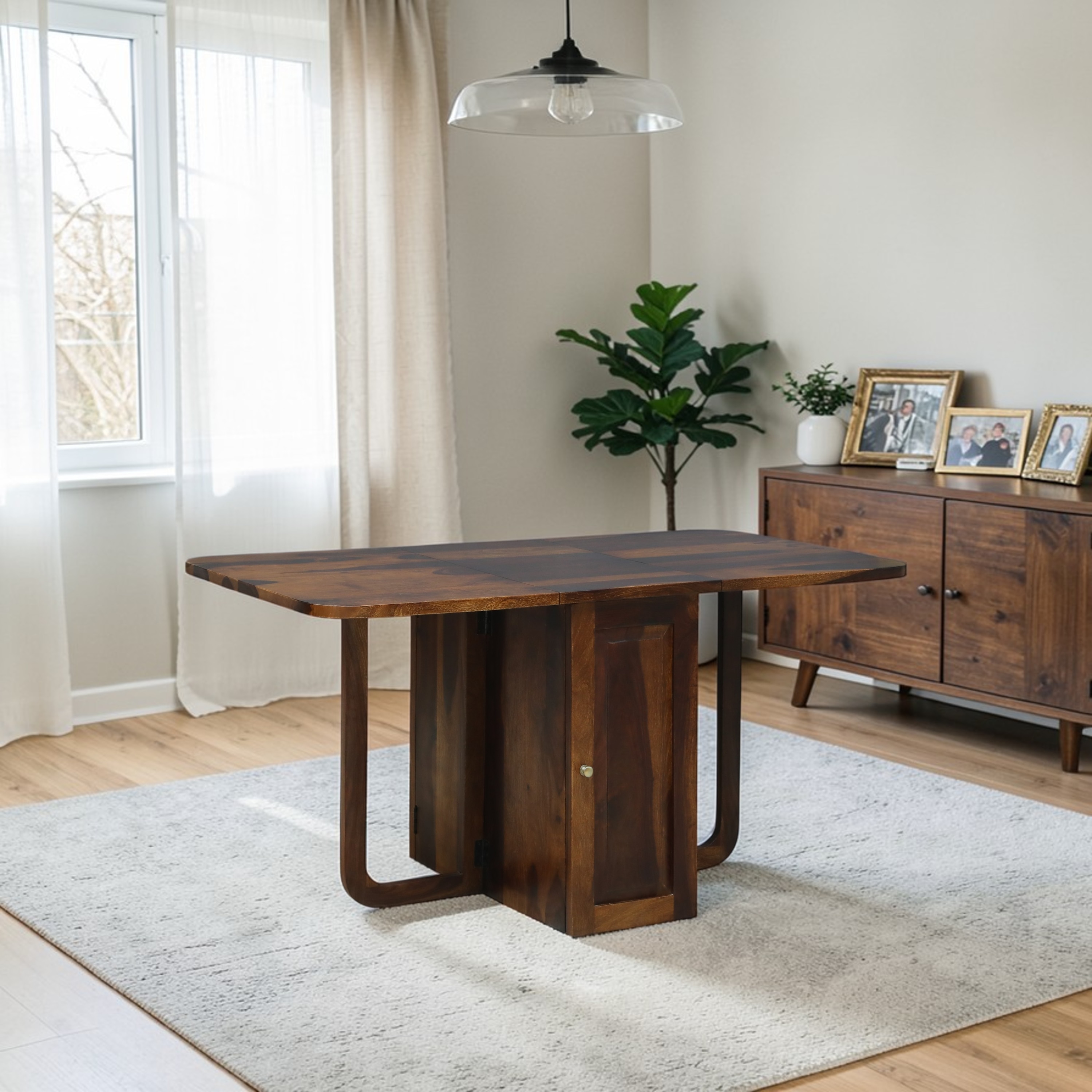 Ferrowoods Solid Wood 1 Seater Dining Table in Sheesham Wood Finish - Ferrowoods