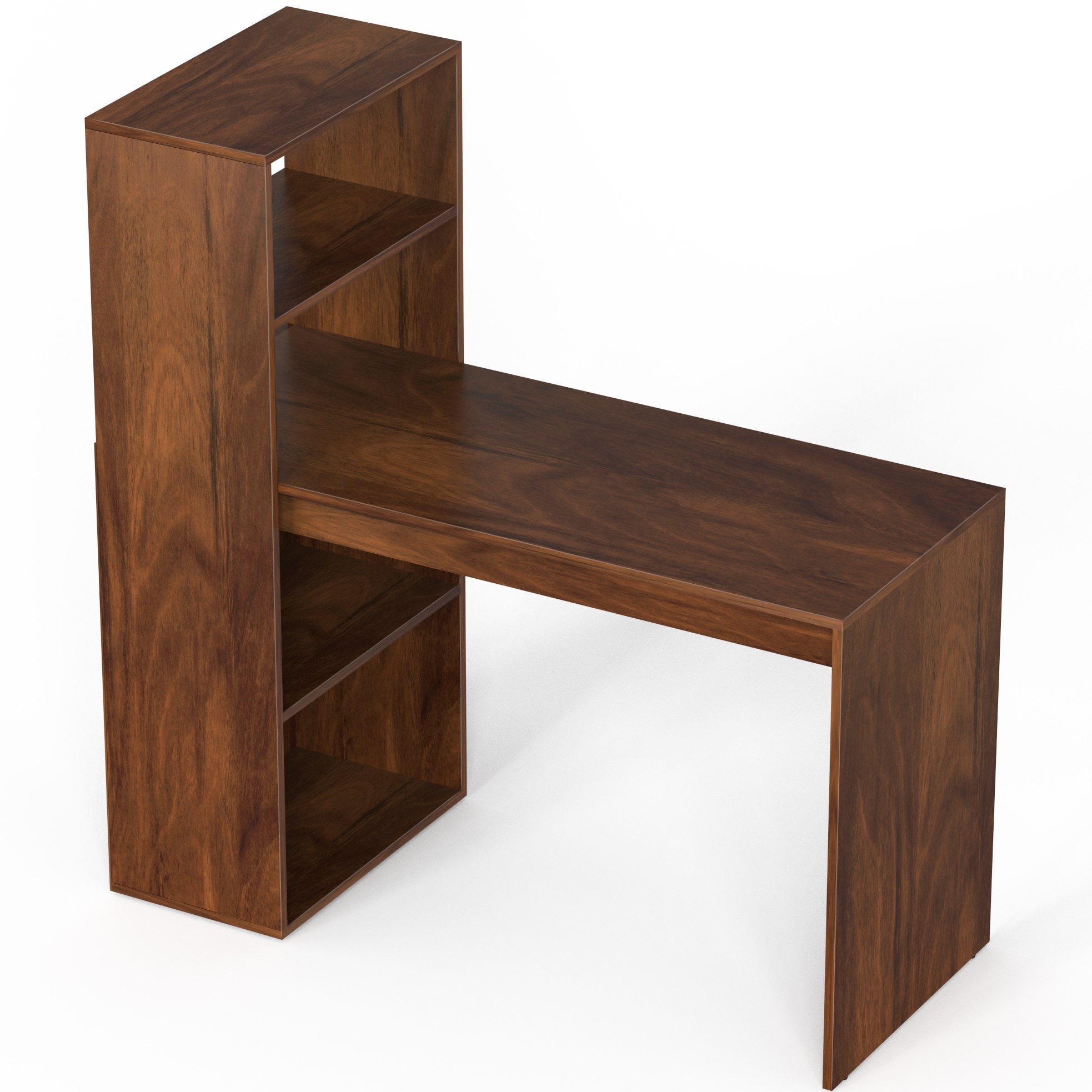 BLUEWUD Radisso Study Table and Computer Laptop Table for Home or Office, WFH Study/Work Desk, with Storage Shelves for Books and D�cor Display for Adults Kids Students (Brown Maple)