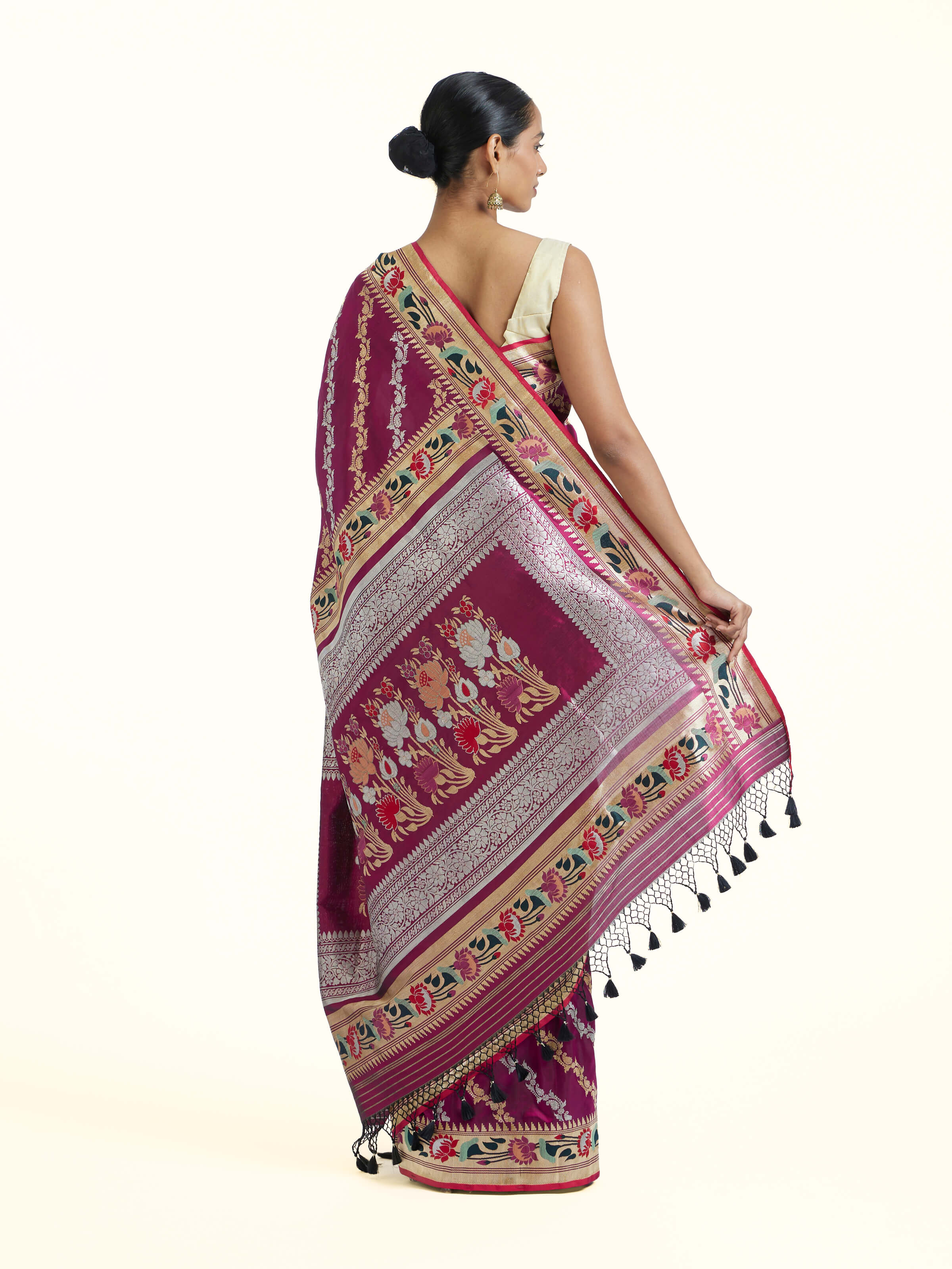 Purple Ashavali Brocade Silk Saree