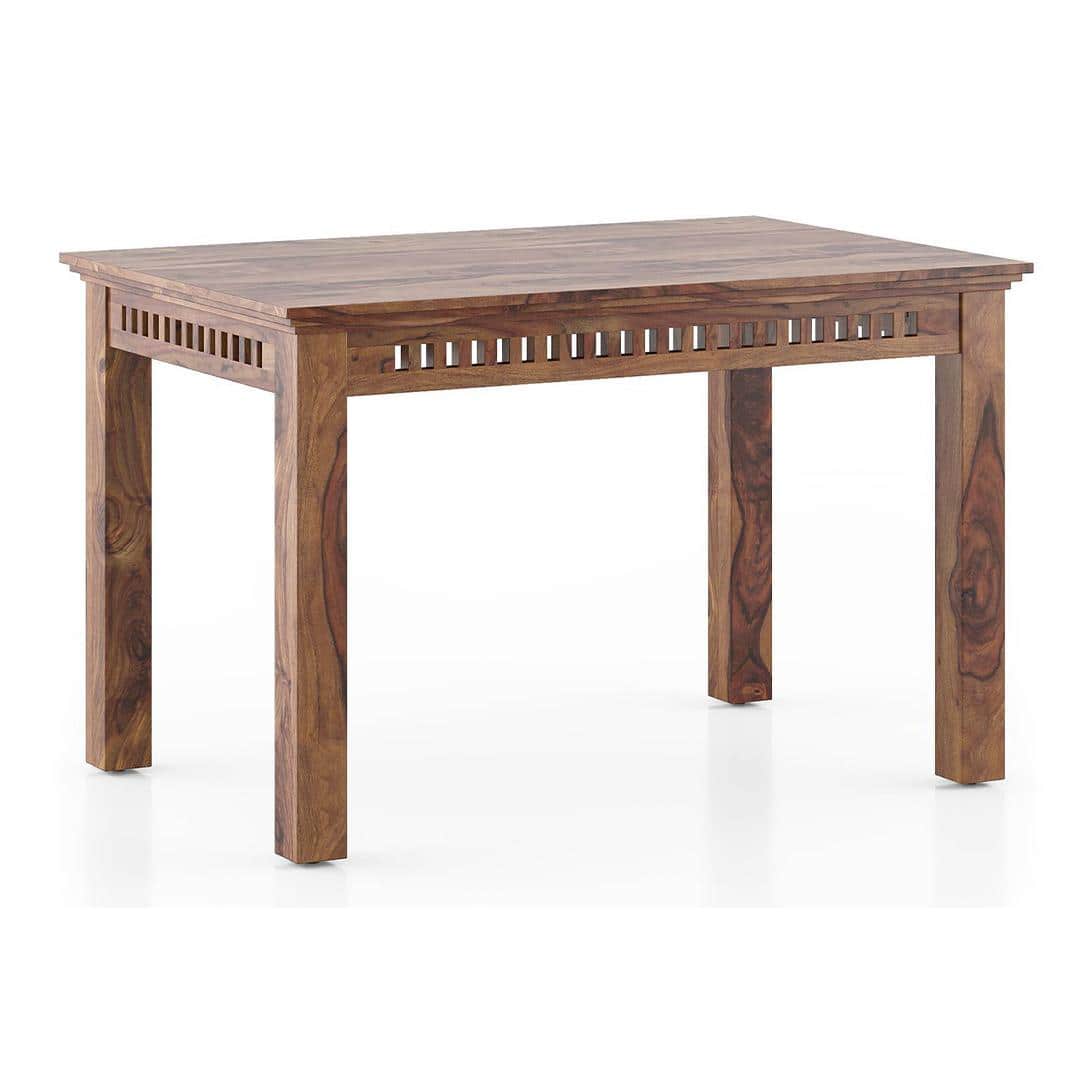 Fidora 4 Seater Dining Table With Set Of 4 Diego Dining Chairs (Colour- Midnight Indigo Blue , Finish- Teak)