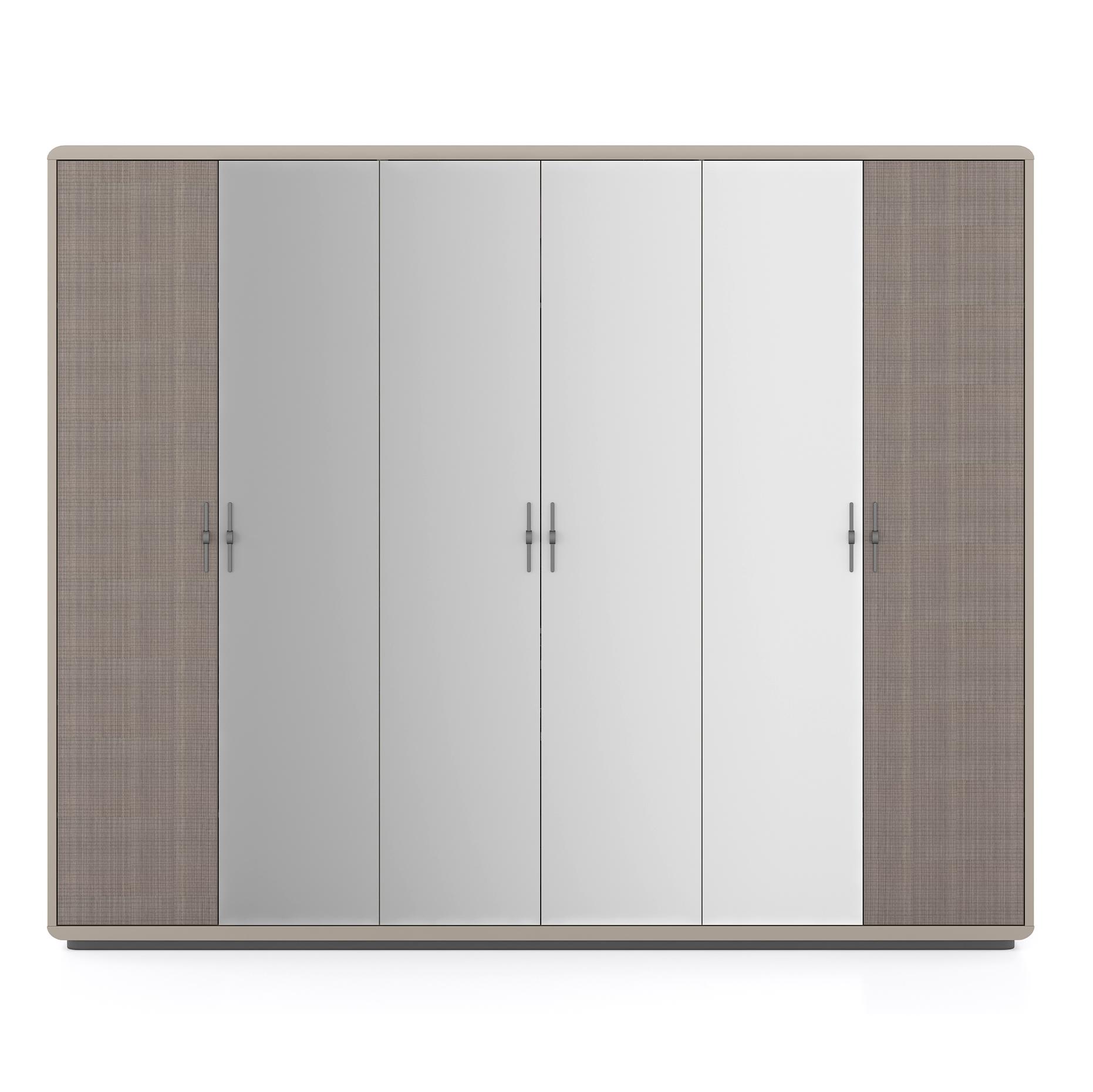 Valeria 6 Door Mirrored Wardrobe in Dual Tone Finish
