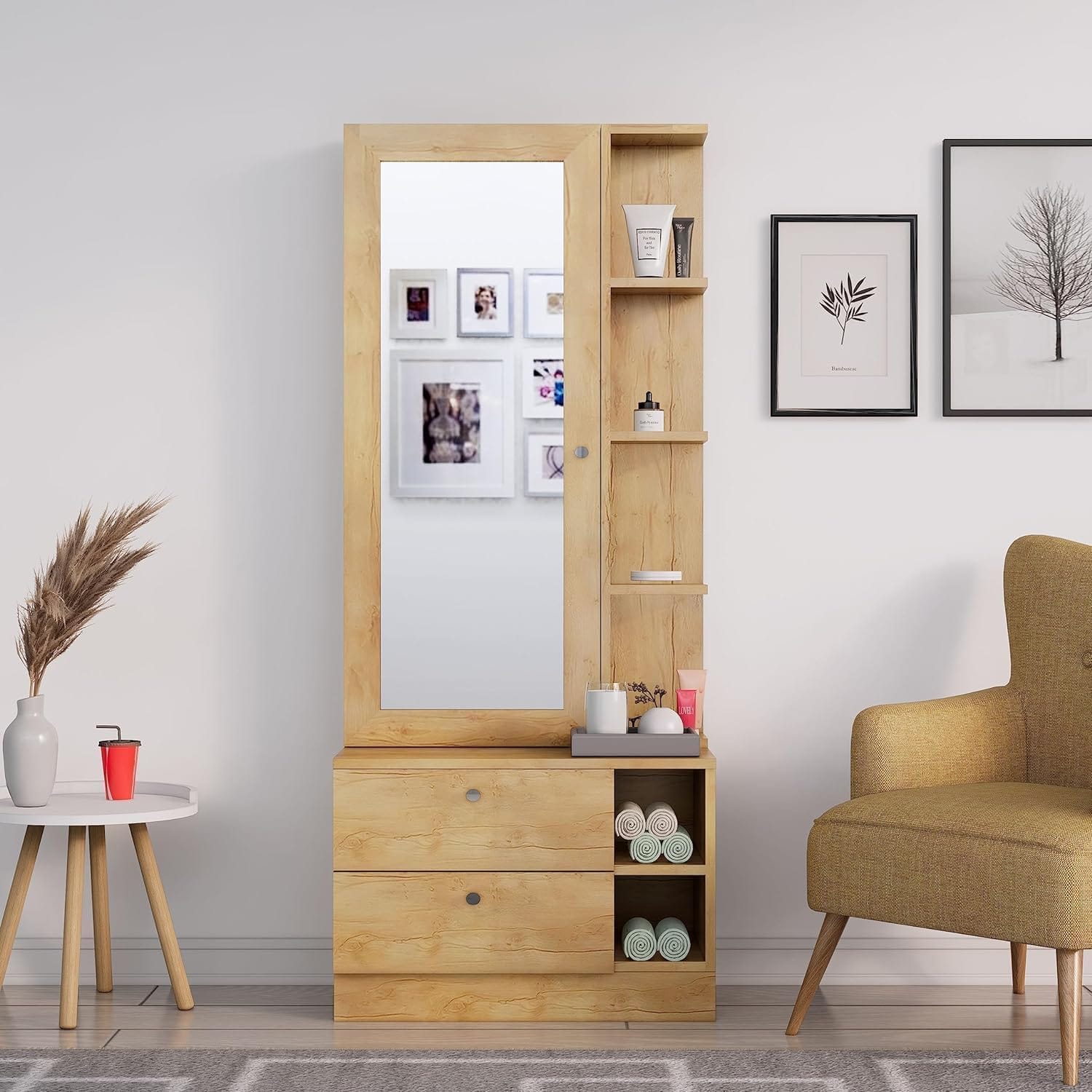 Hexa Red Wooden Dressing Table in Giant Wood Colour - HexaRed