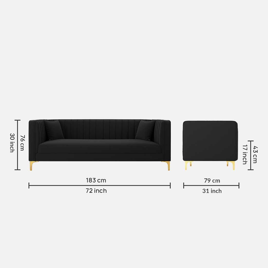 Tuxedo Fabric Sofa (Black)