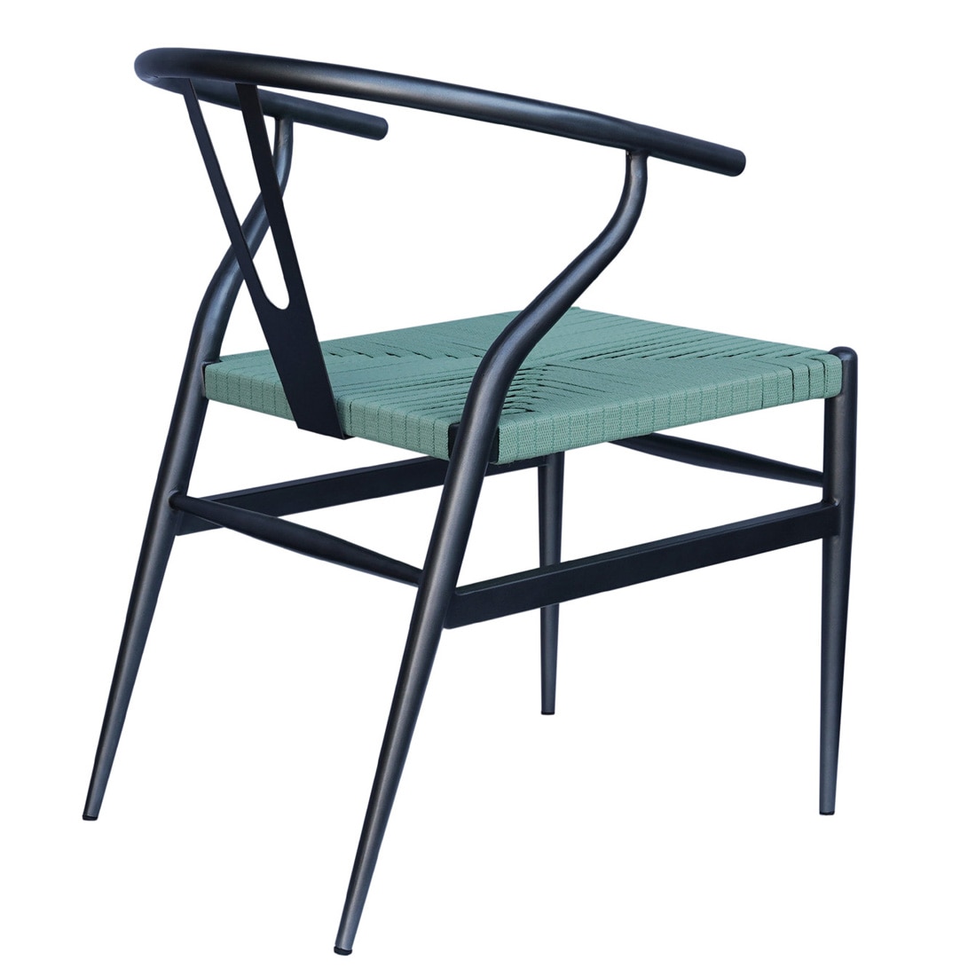 Sigma Wishbone Metal Dining Weaving Chair Gun Metal in Grey