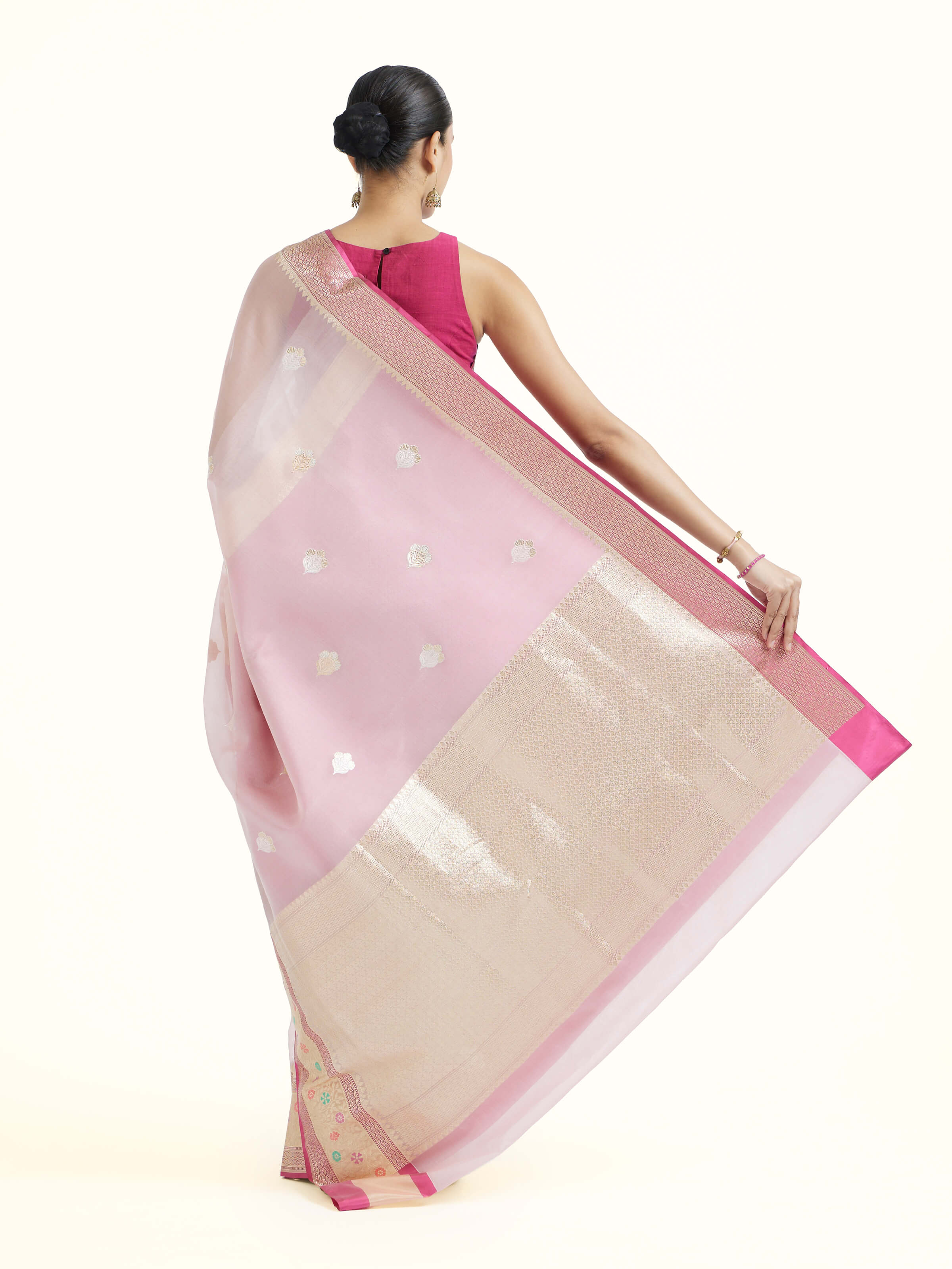 Pink Banarasi Kadhwa Silk Saree