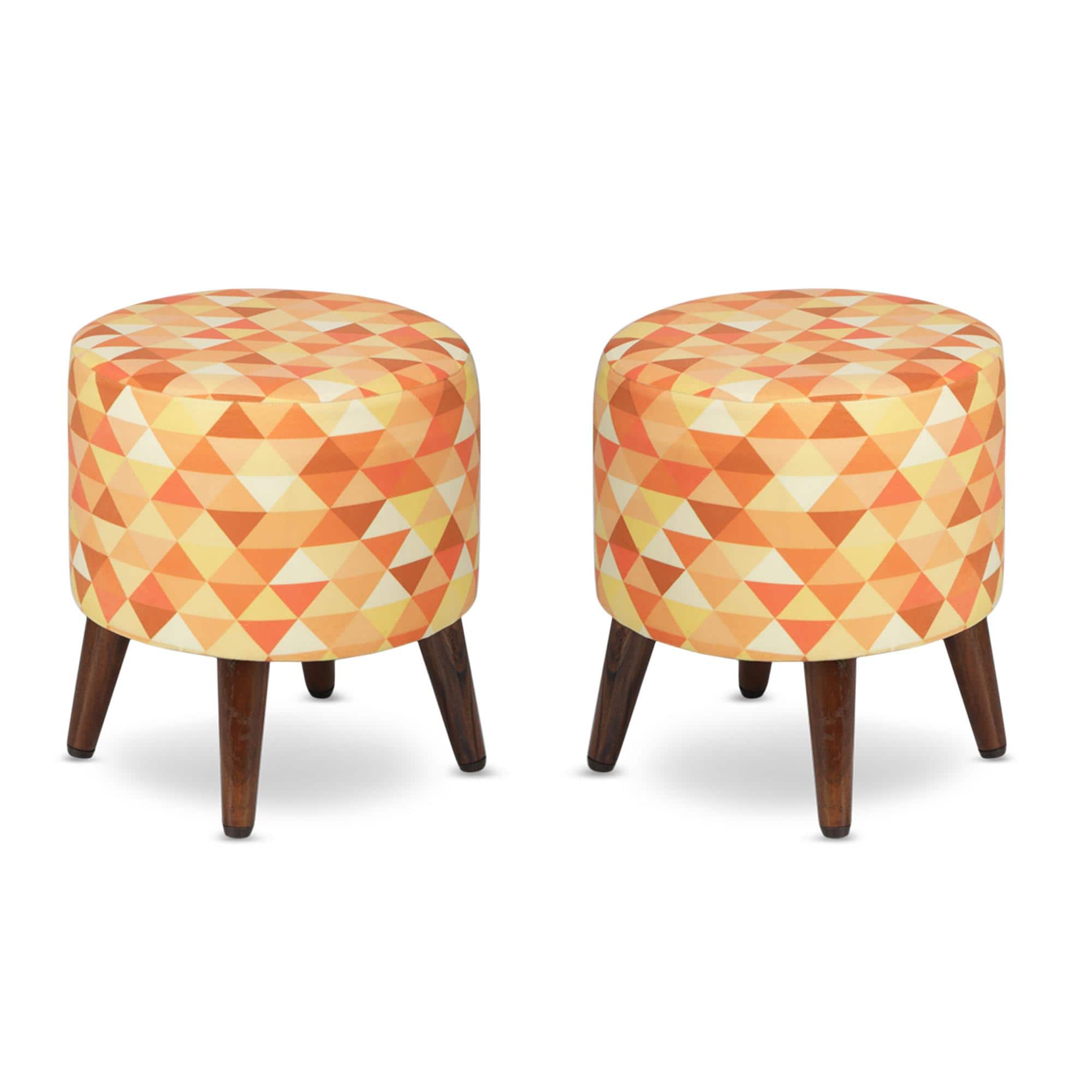 Cassian Solid Wood  Ottomon in  Yellow Colour