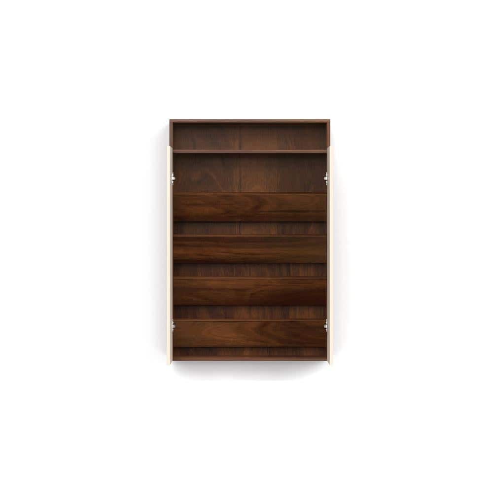 Whartin Engineered Wood Wood Dual Tone 3 Doors Shoe Rack Cabinet Slipper Footwear Stand Organizer with Drawer can Store Up to 16 Pairs for Home (Brown Maple & Beige)…