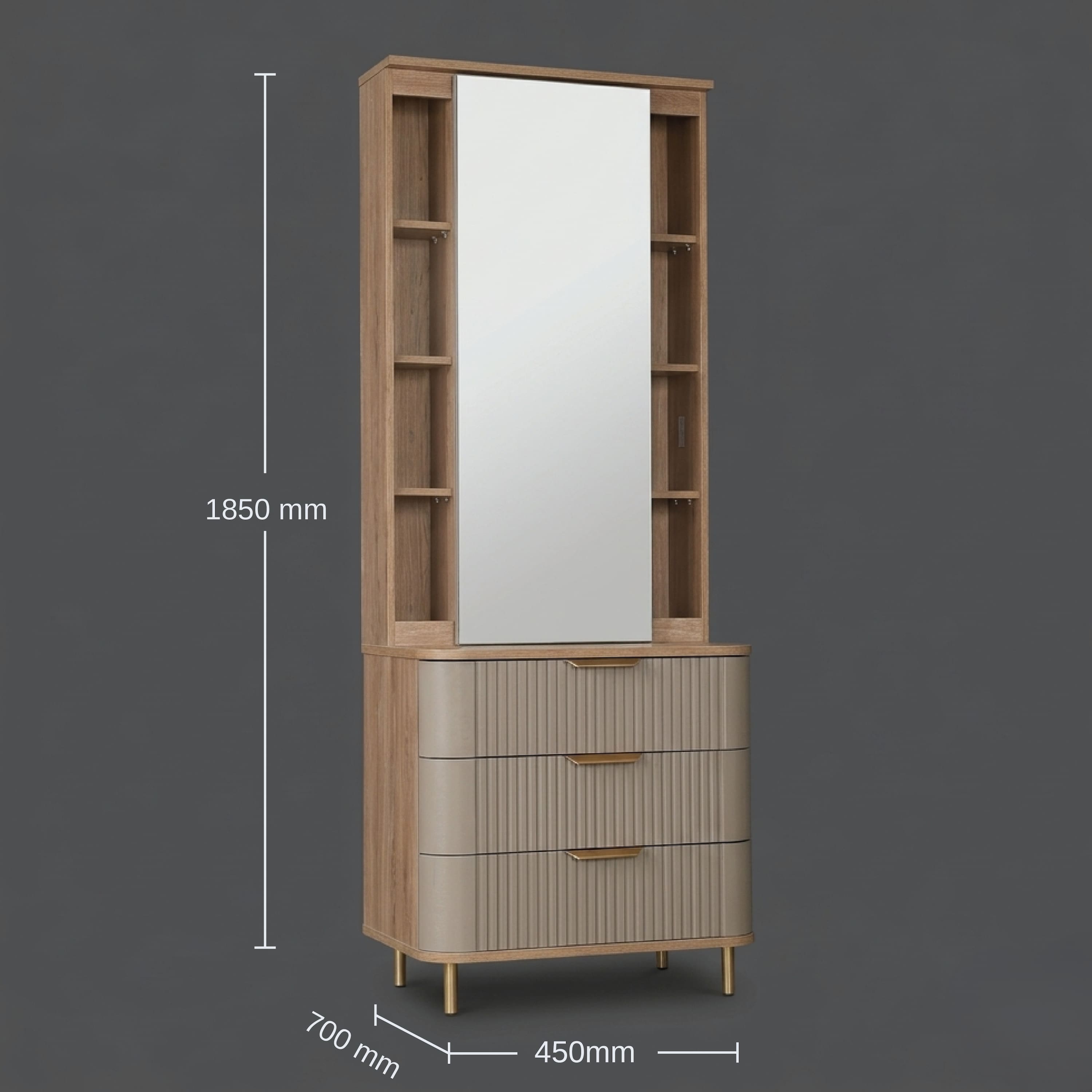 Asa Dressing Table with Sliding Mirror in Grey
