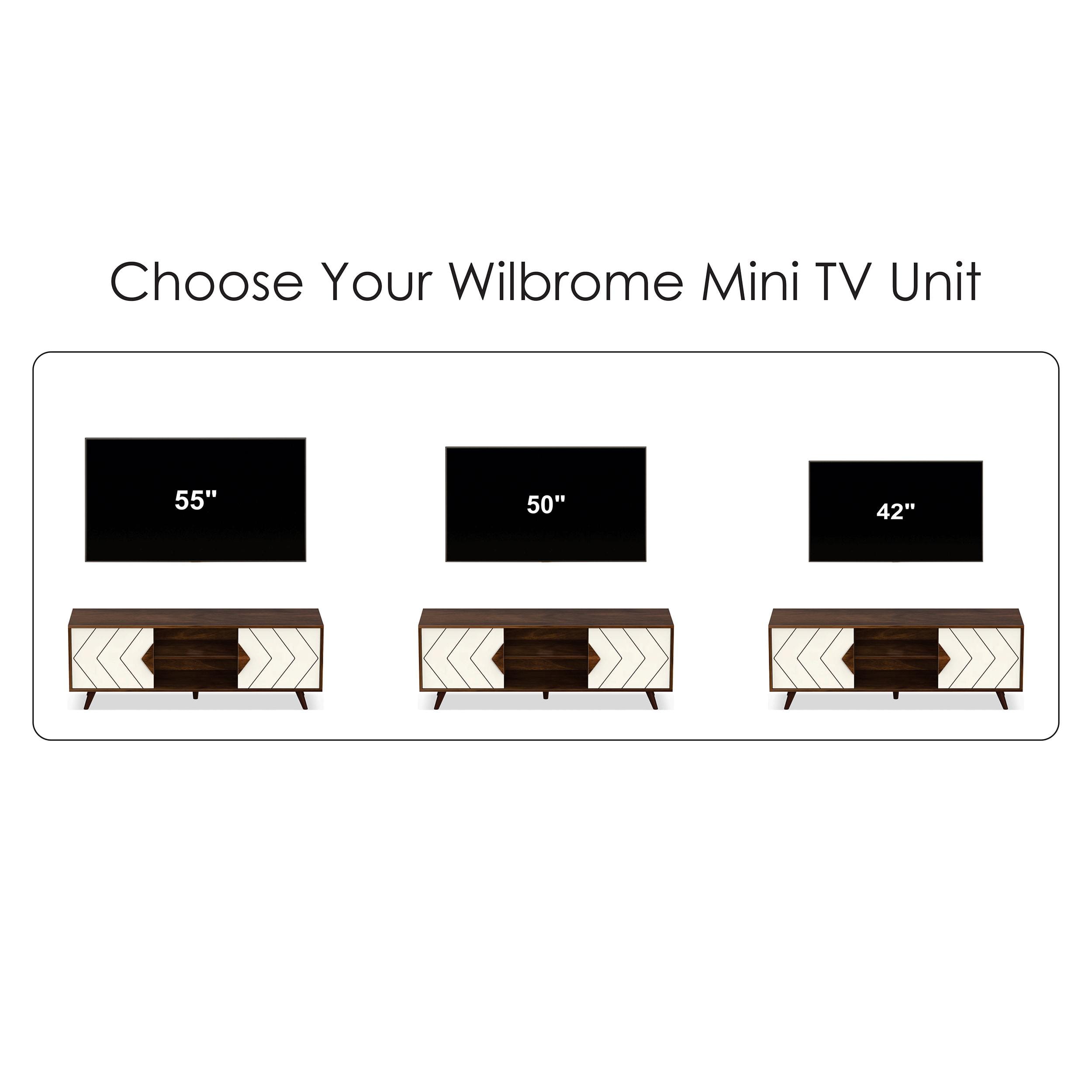 Wilbrome Mini Engineering Wood Floor Standing Tv Entertainment In Brown Maple & White Finish