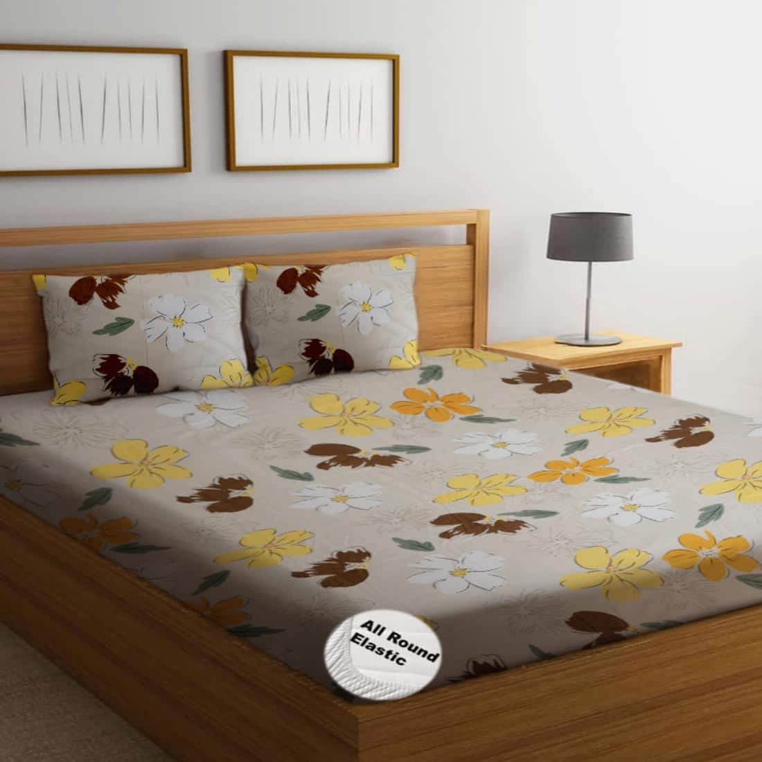 High Quality Cotton mix Double bed Fitted Bedsheets 275cmsx 275 cms ( Pillows 46 x 49 cms)