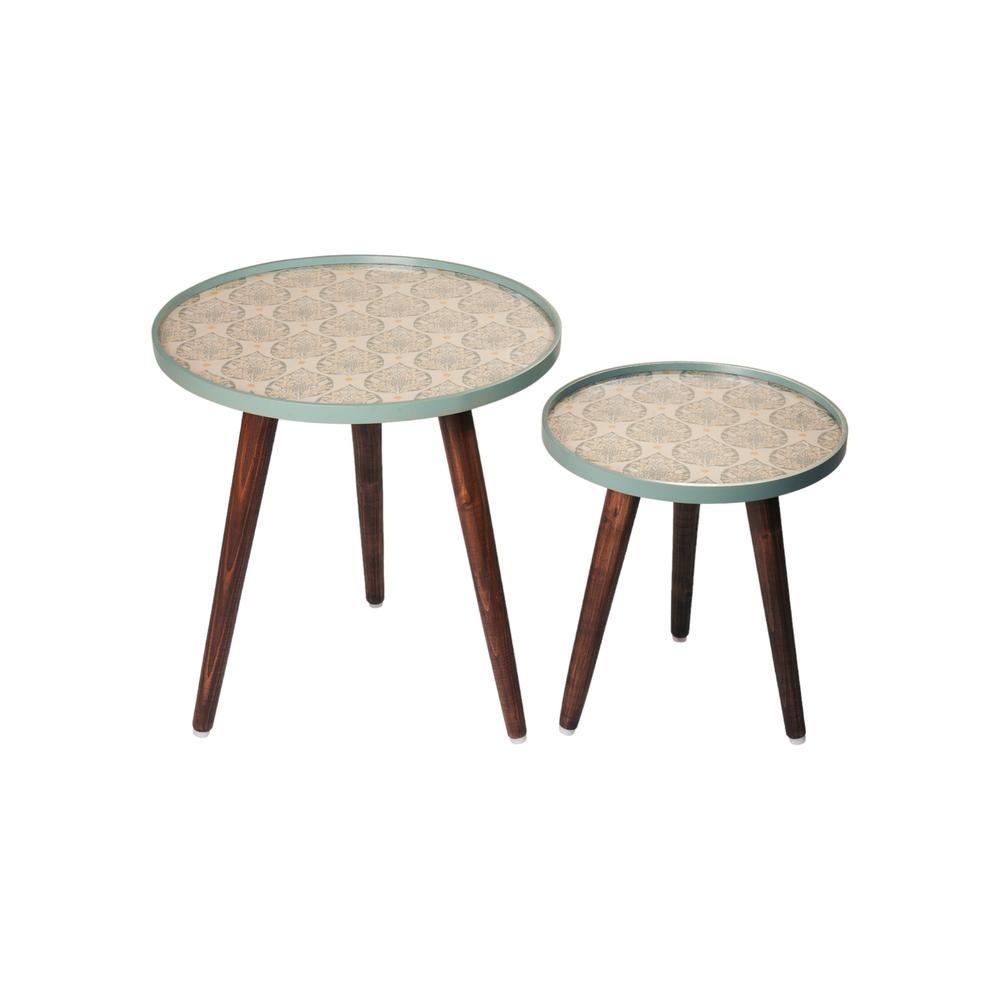 Vriksha Round Nesting Tables with Wooden Legs, Side Tables, Wooden Tables, Living Room Decor by A Tiny Mistake
