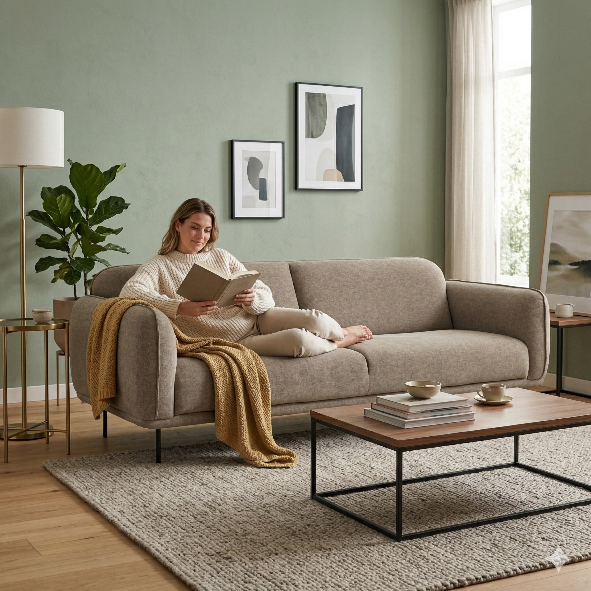 Scandinavian Mira Three Seater Sofa Beige Matte Finish - Nestnordic