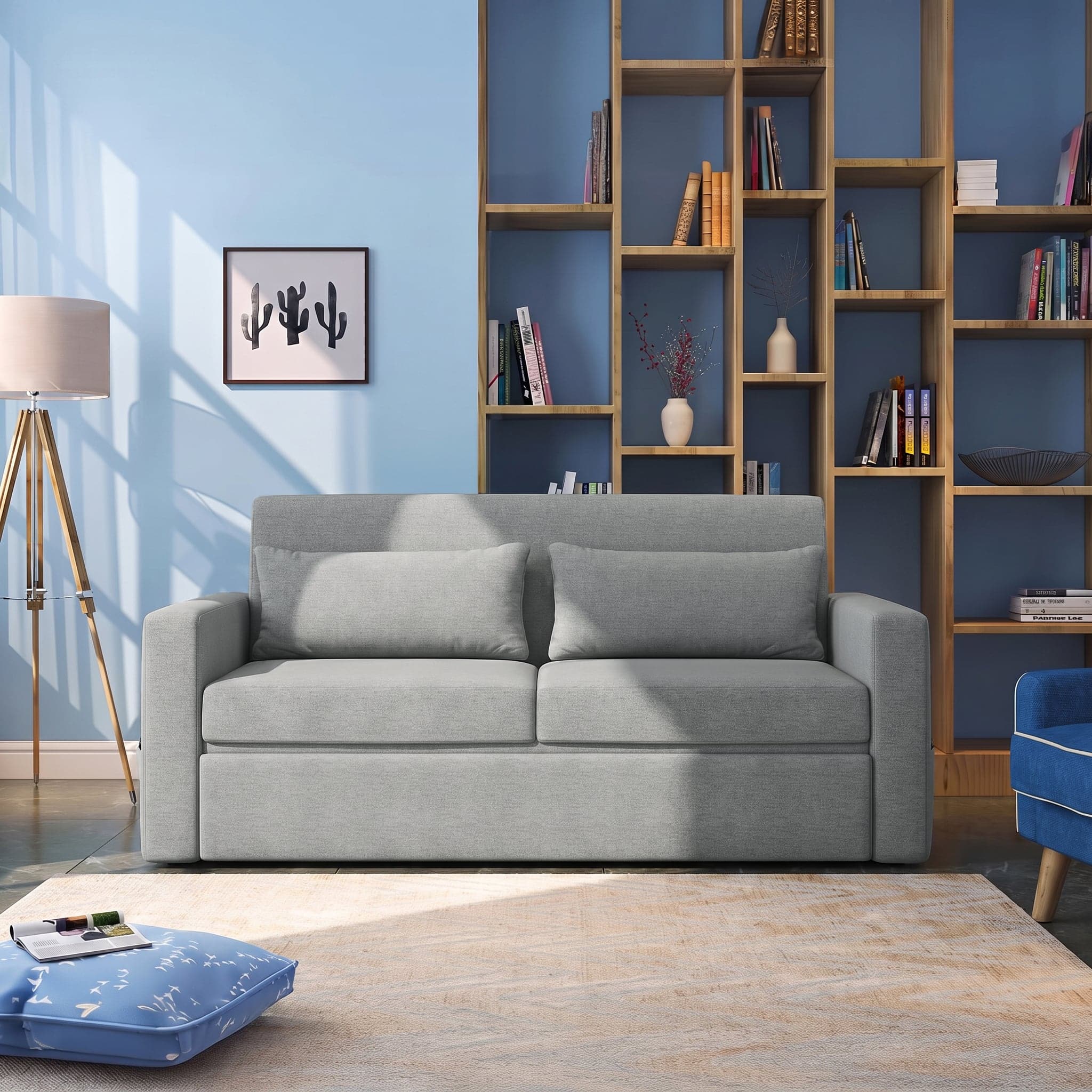 Camden 5 Feet Pull Out Sofa cum Bed In Grey Colour - Urban Ladder