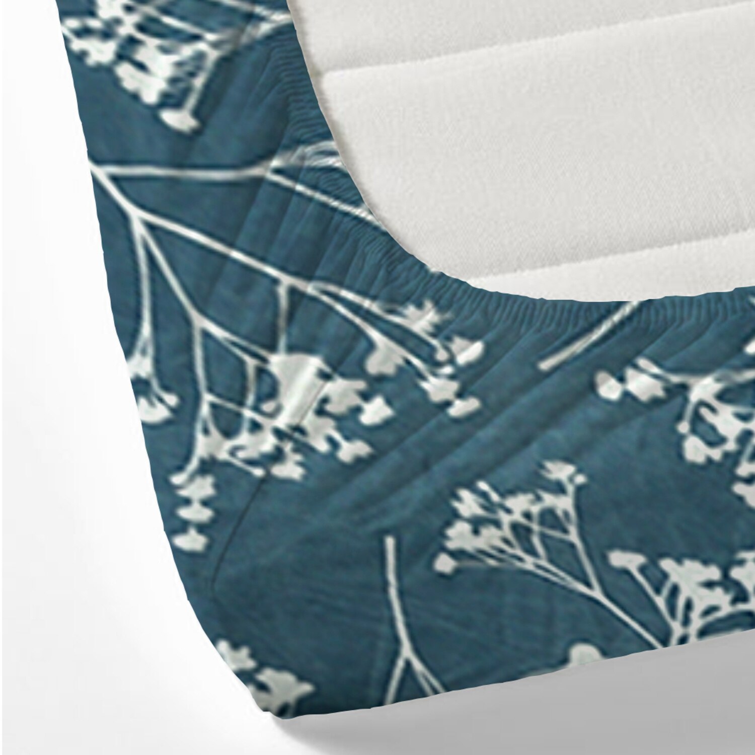 Blue Floral 180 TC Fitted 1 King  Bedsheet with 2 Pillow Covers