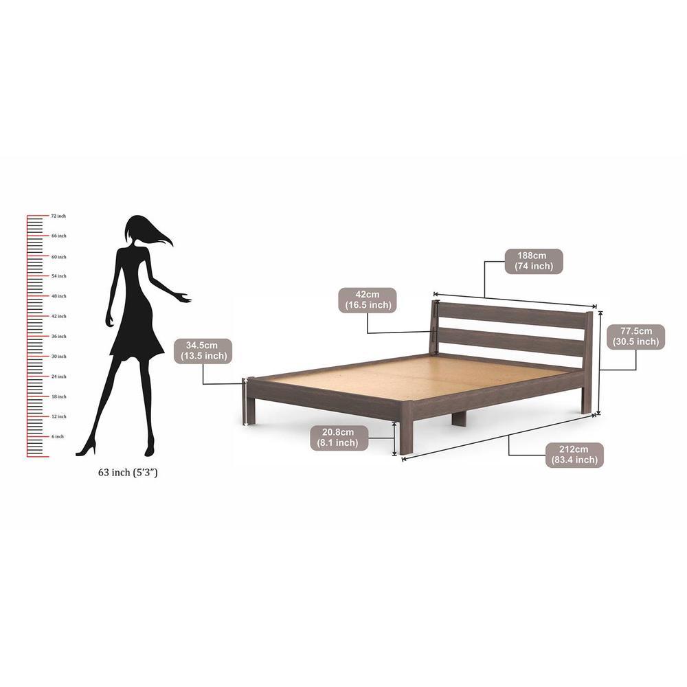 Roverb Engineered Wood Wenge Finish King Size Bed Without Storage