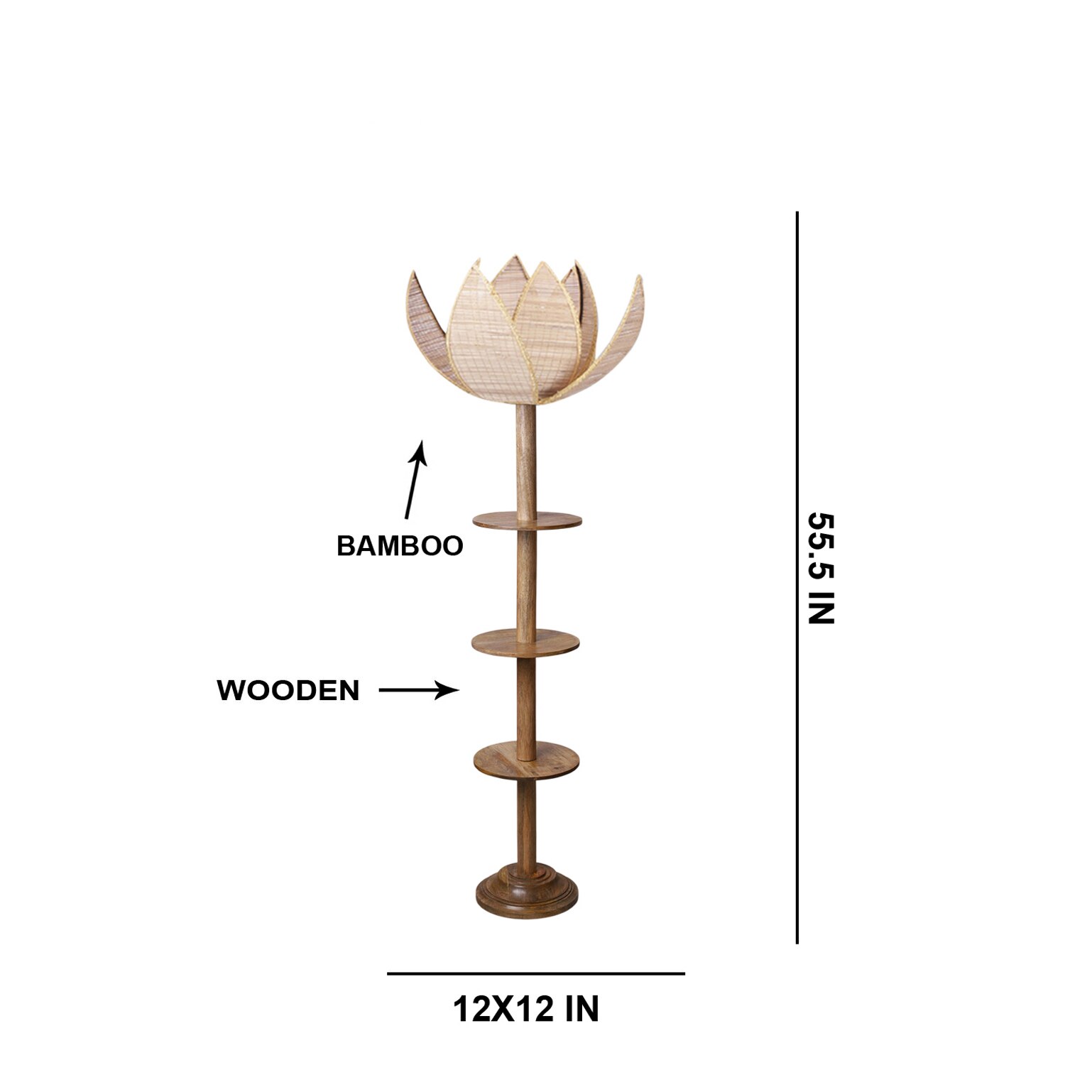 Devansh Shelf Wooden Floor Lamp