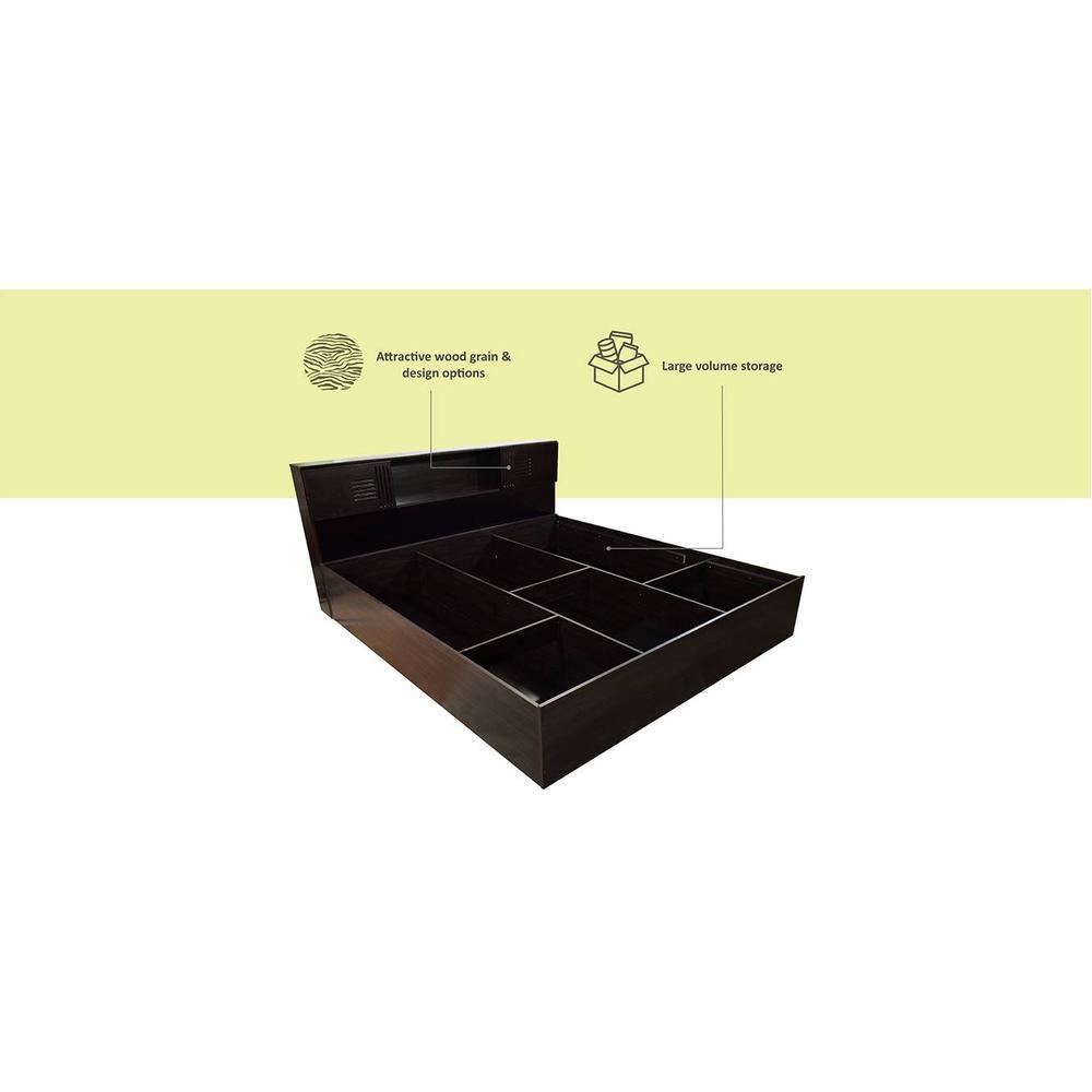 Graeae Solid Wood King Size Drawer Storage Bed In Melamine Finish