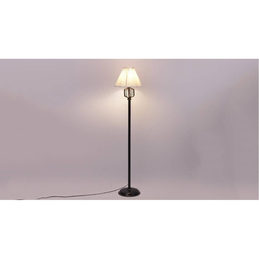 Wren Off White Fabric Floor Lamp with Black Iron Base