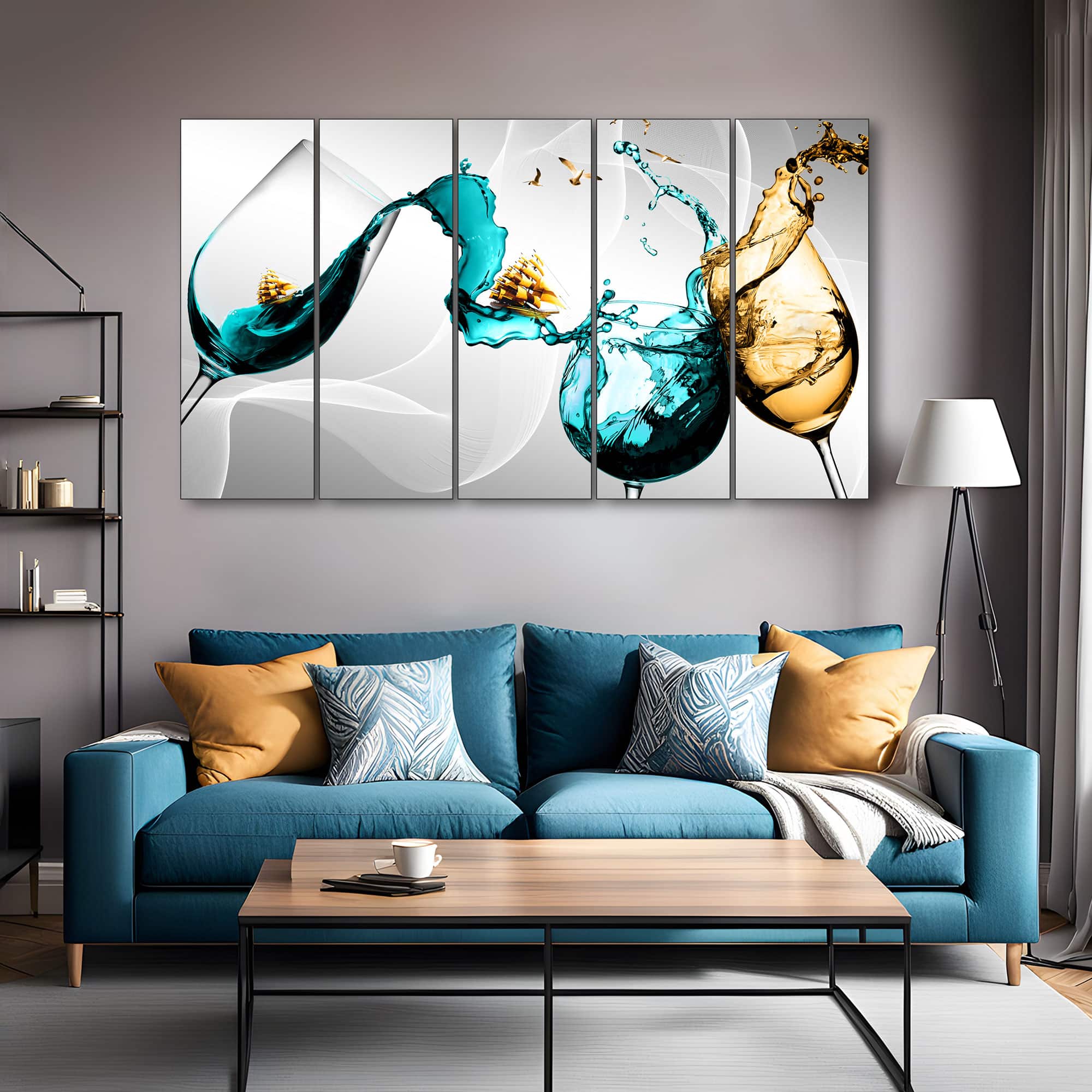 The Castle Decor Abstract Wall Painting Wooden Framed 27x48 Inch for Living Room (Style 5) - The Castle Decor
