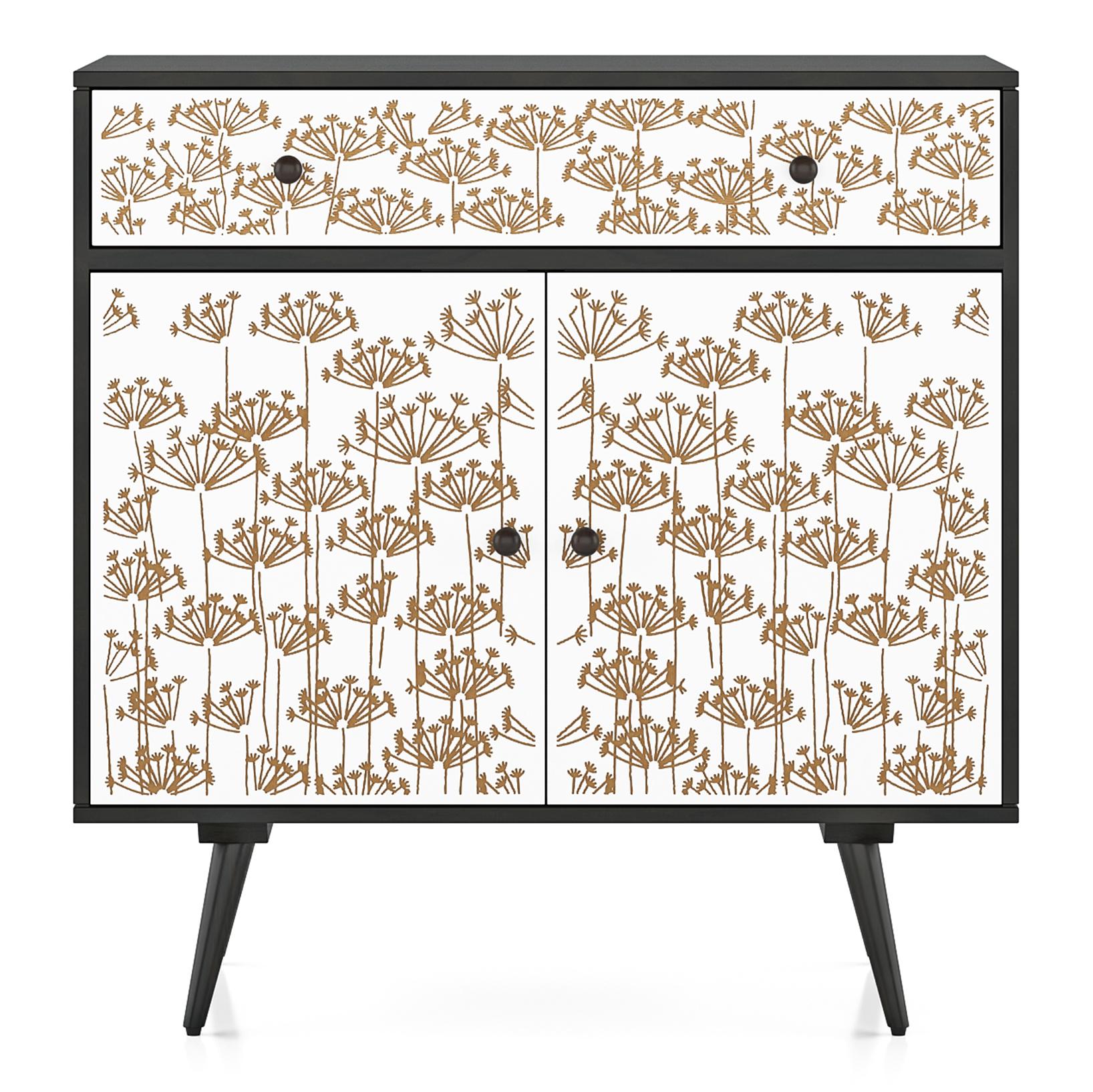 Fleur Solid Wood Sideboard in White & Americain Walnut finish