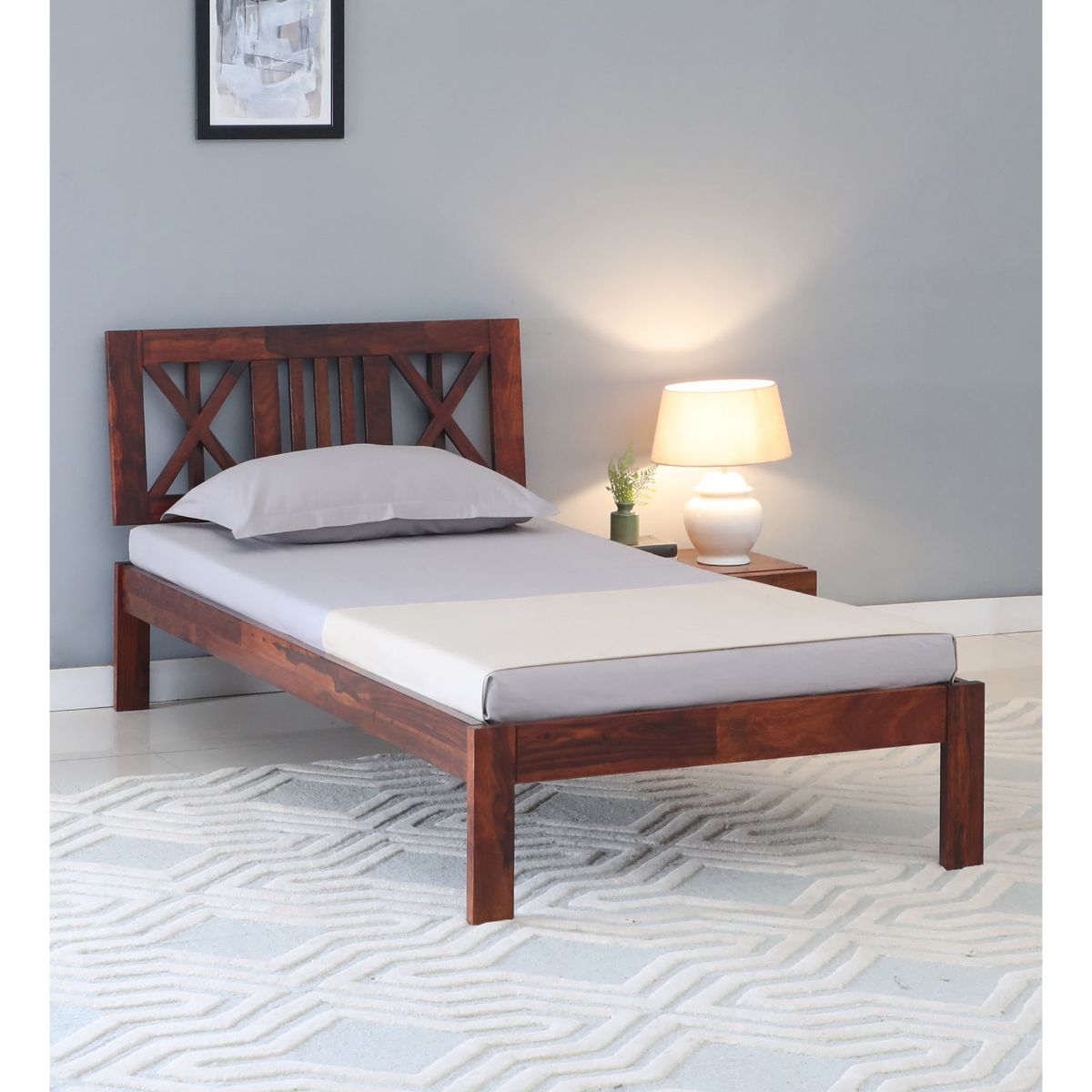 Zeevo Solid Wood Single Bed Without Storage - Vishwakarma Antique