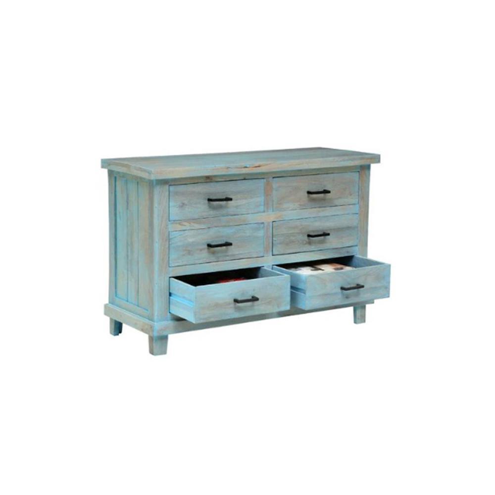 Neena Solid Wood Chest of 6 Drawers in Distressed Finish