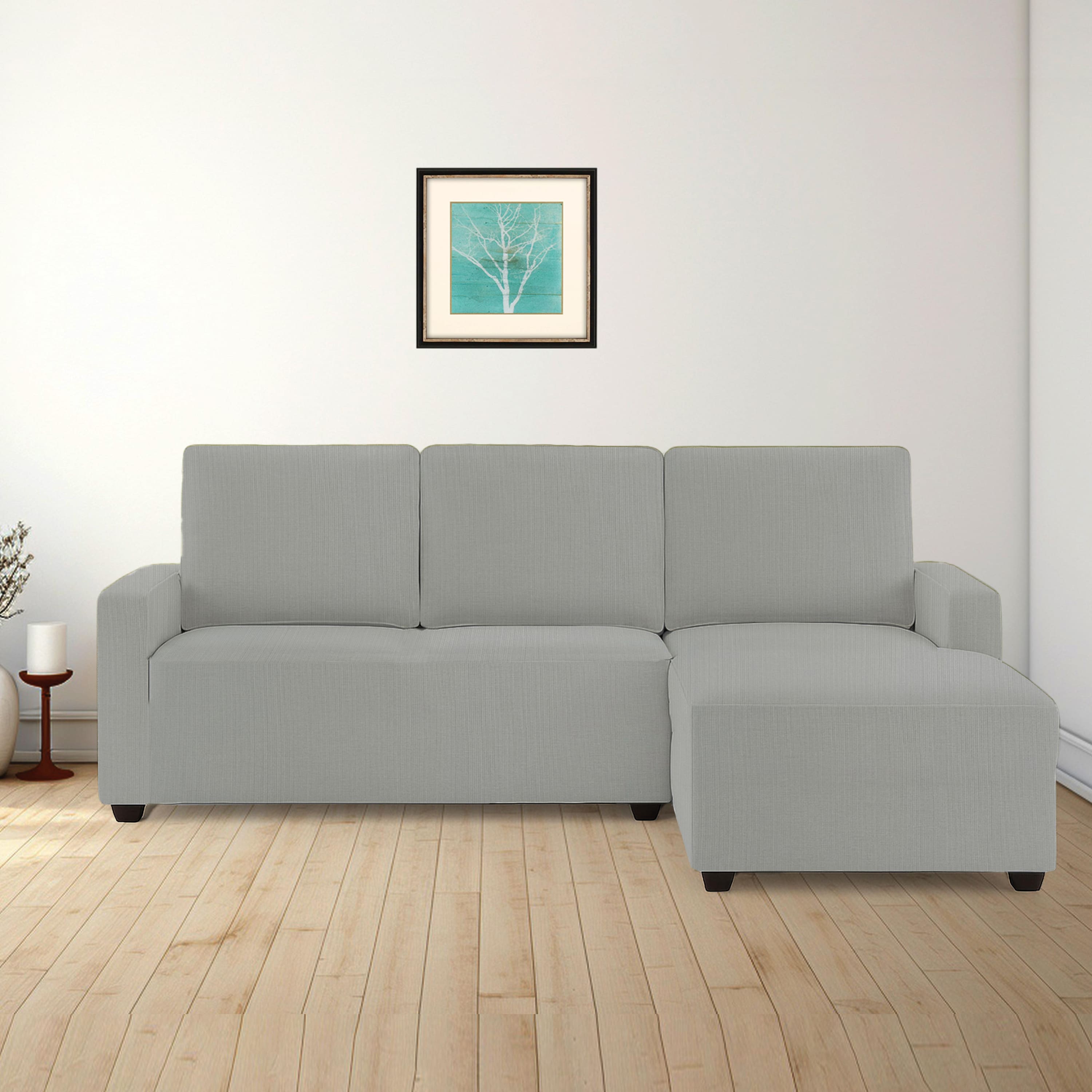 Right Aligned 2 Seater Right Aligned Chaise Light Grey Sofa Cover