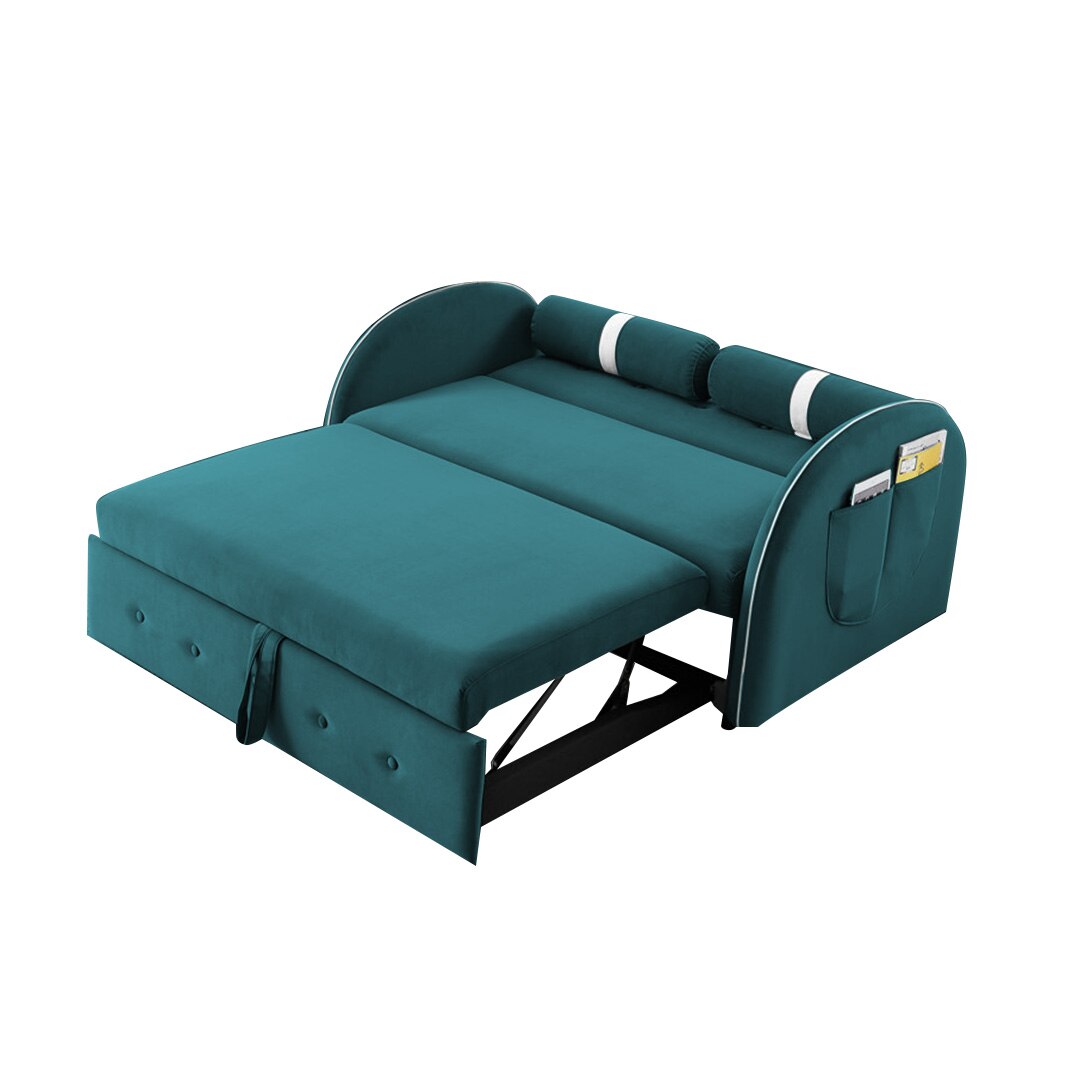 Jayen 3 Pull Out Sofa Cum Bed In T Blue Colour