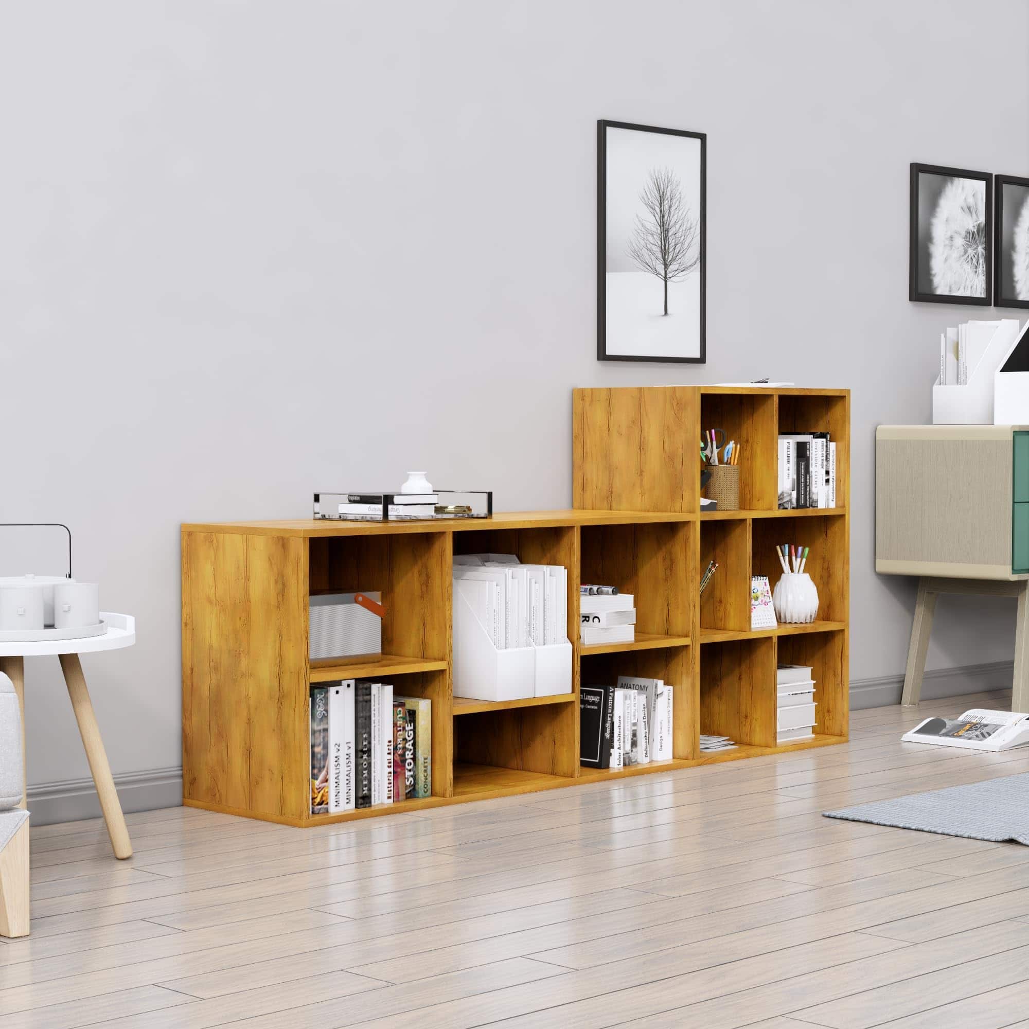 Hexa Engineered Wood Bookshelf Multipurpose Storage Rack in Giant Wood Colour - HexaRed