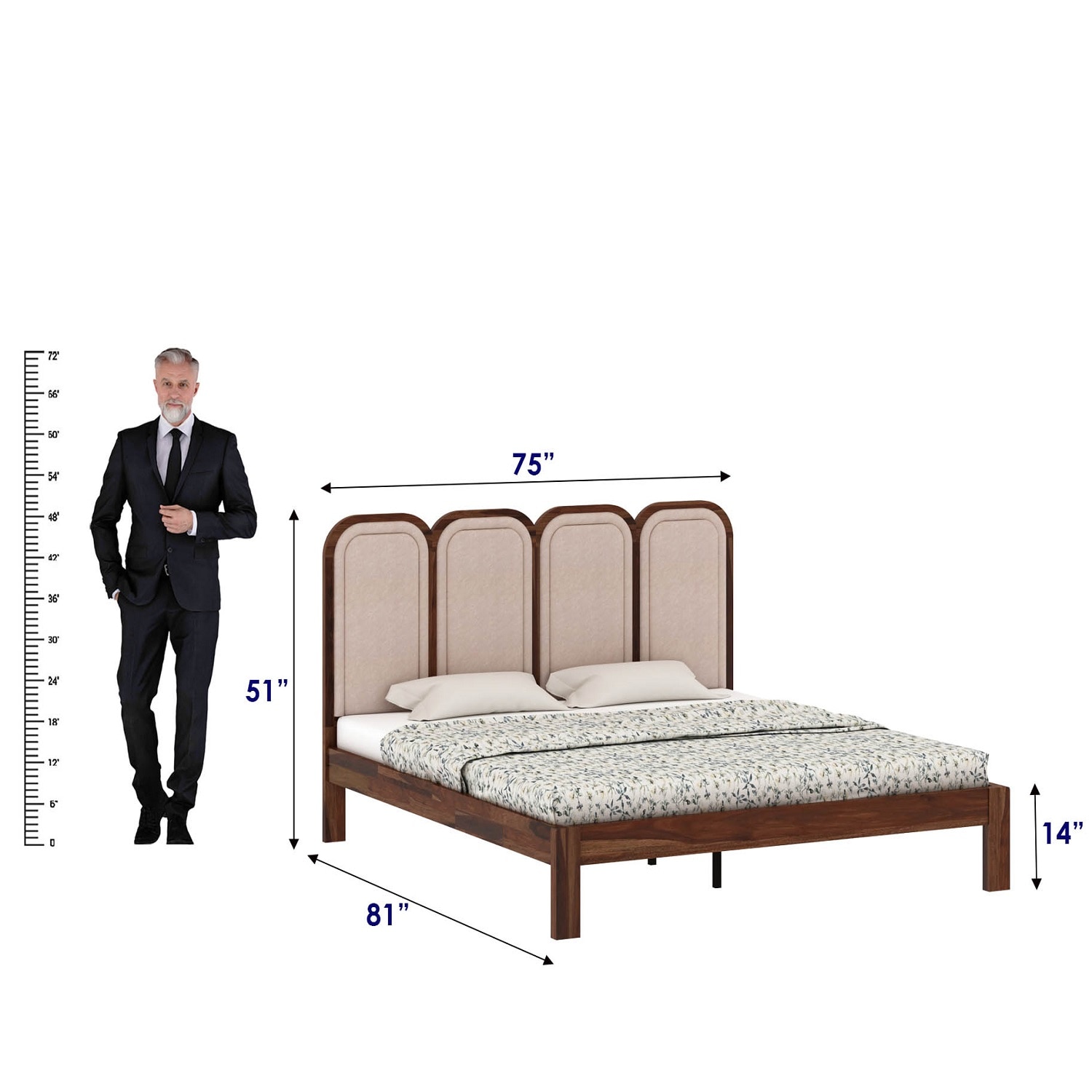 Aaram Solid Wood Non Storage King Size Bed in Provincial Teak Finish