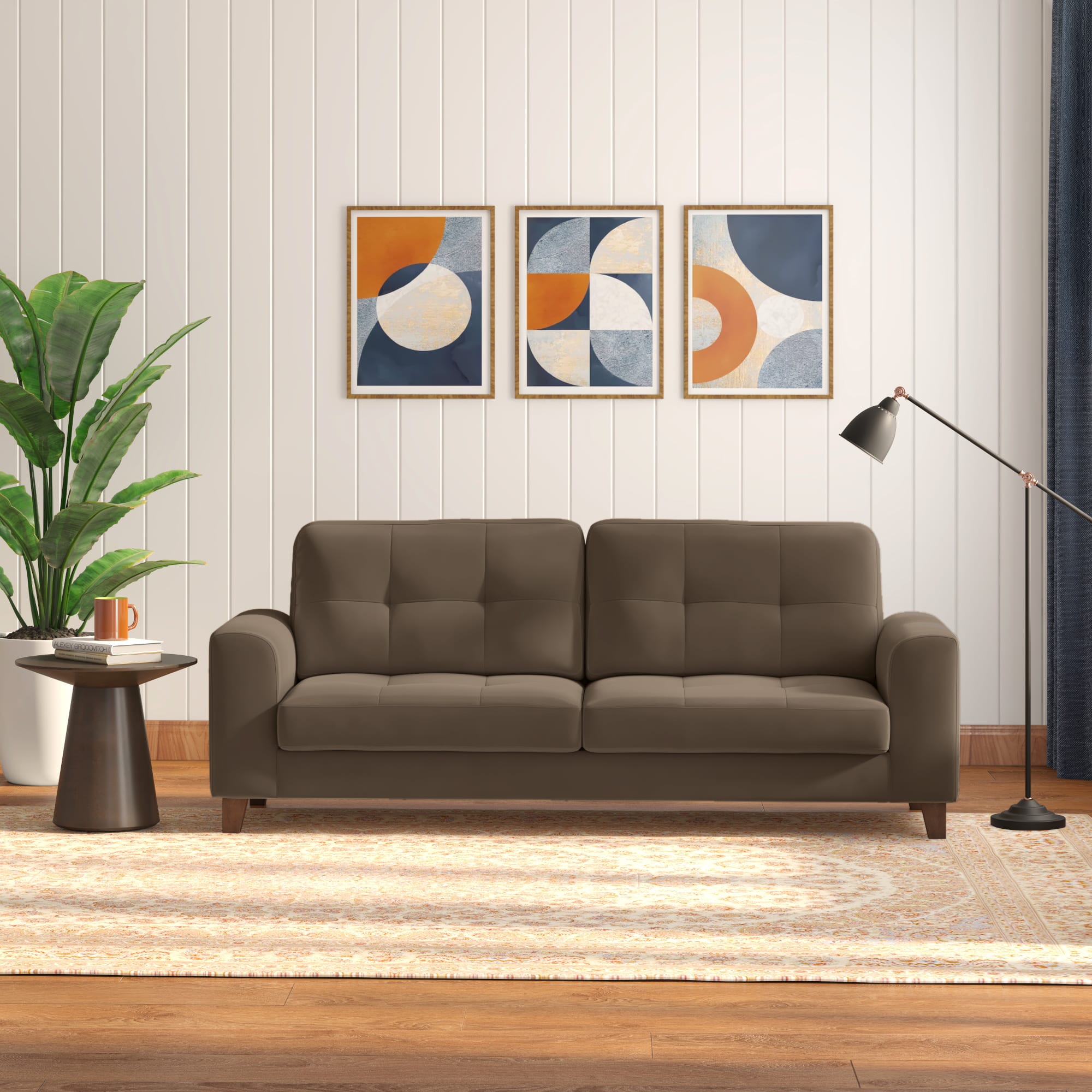Verona Premium 3 Seater Fabric Sofa in Truffle Beige Velvet Colour
