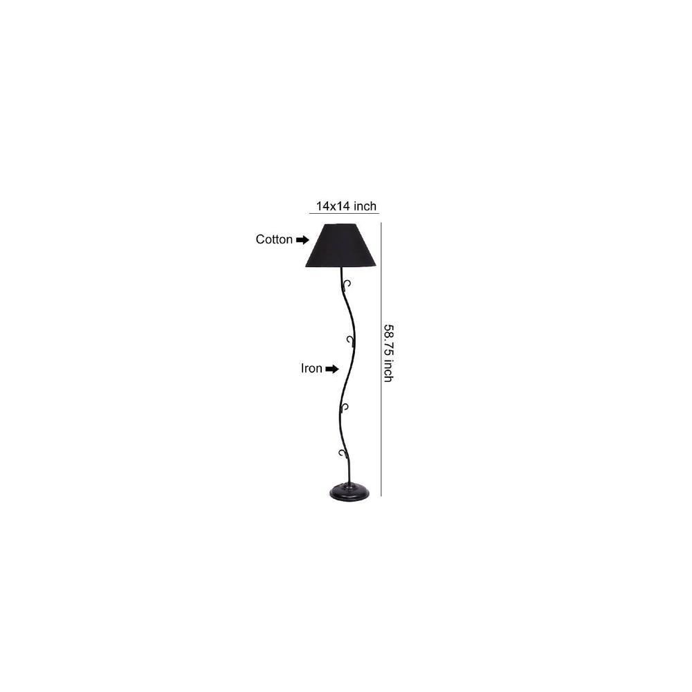 Arius Black Fabric Floor Lamp with Black Iron Base