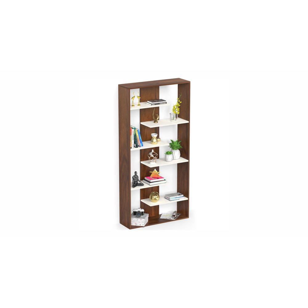 Maxelle Engineered Wood Bookshelf with Shelves Brown Maple & White
