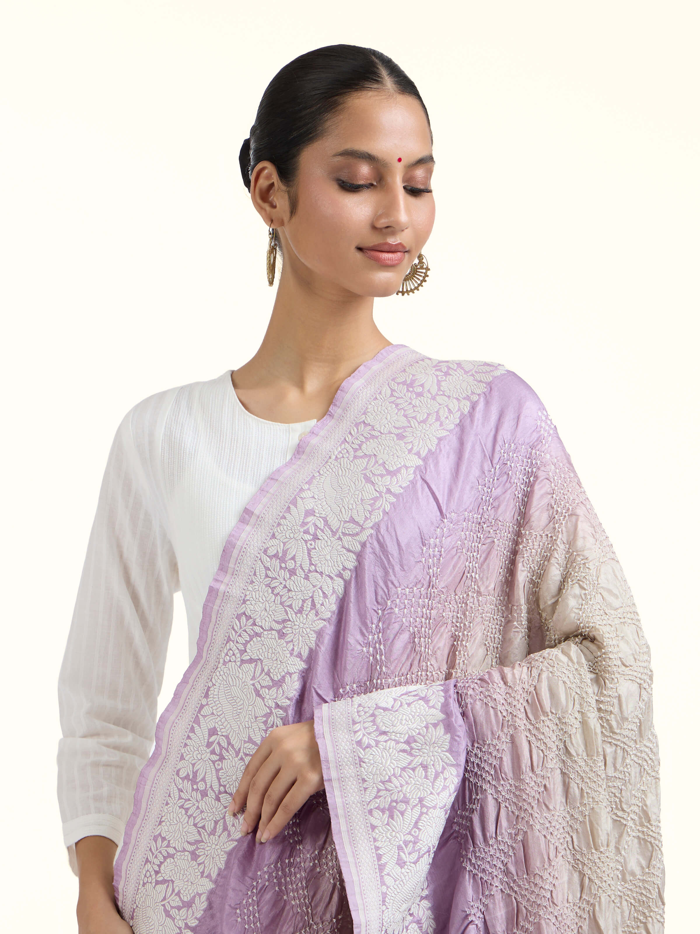 Light Purple Bandhani Tie & Dye Dupatta
