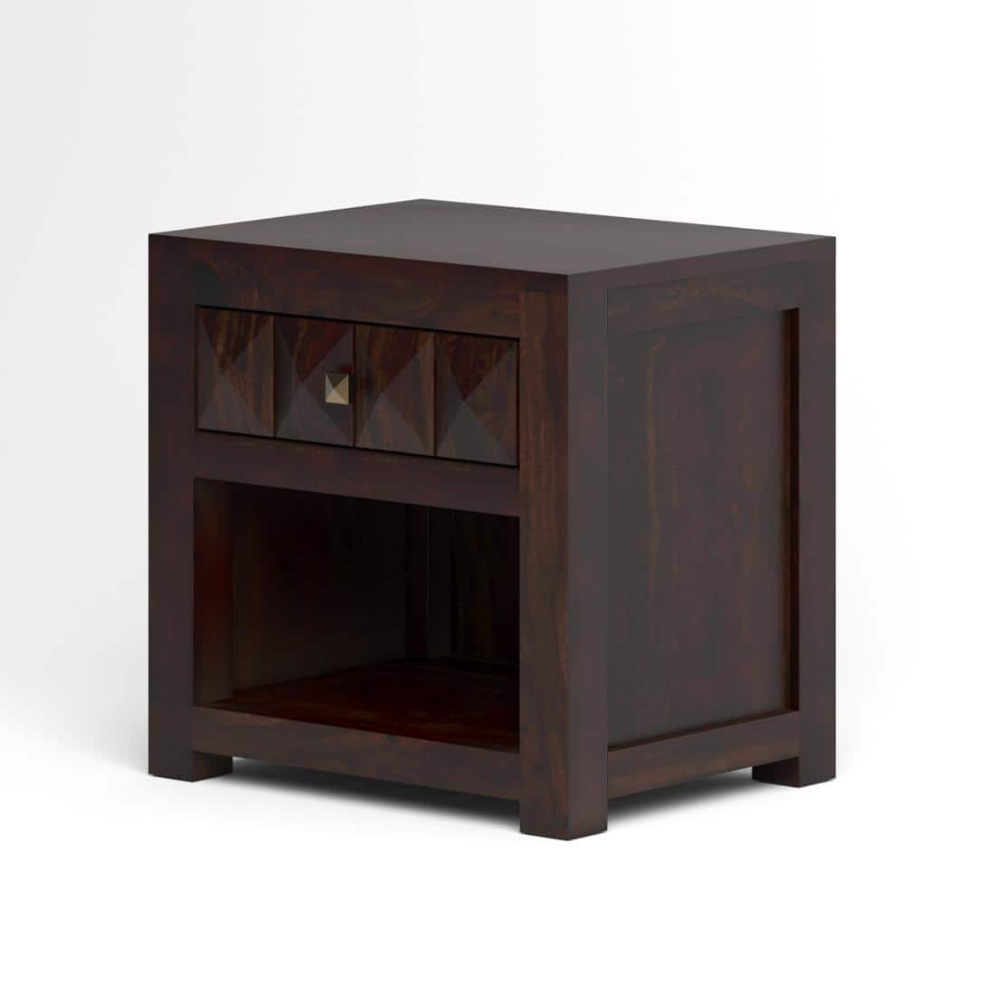 Diamond Solid Wood Bed Side In Walnut Finsh