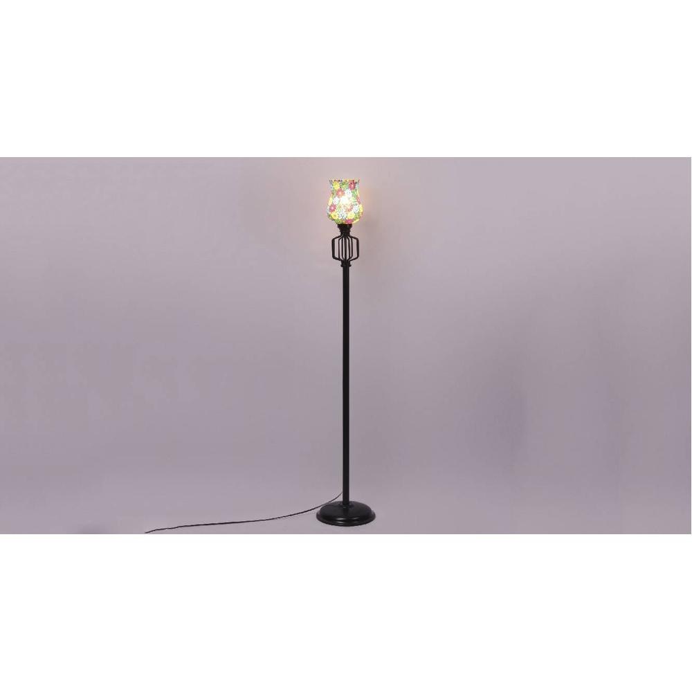 Rosa Multicolour Glass Floor Lamp with Black Iron Base