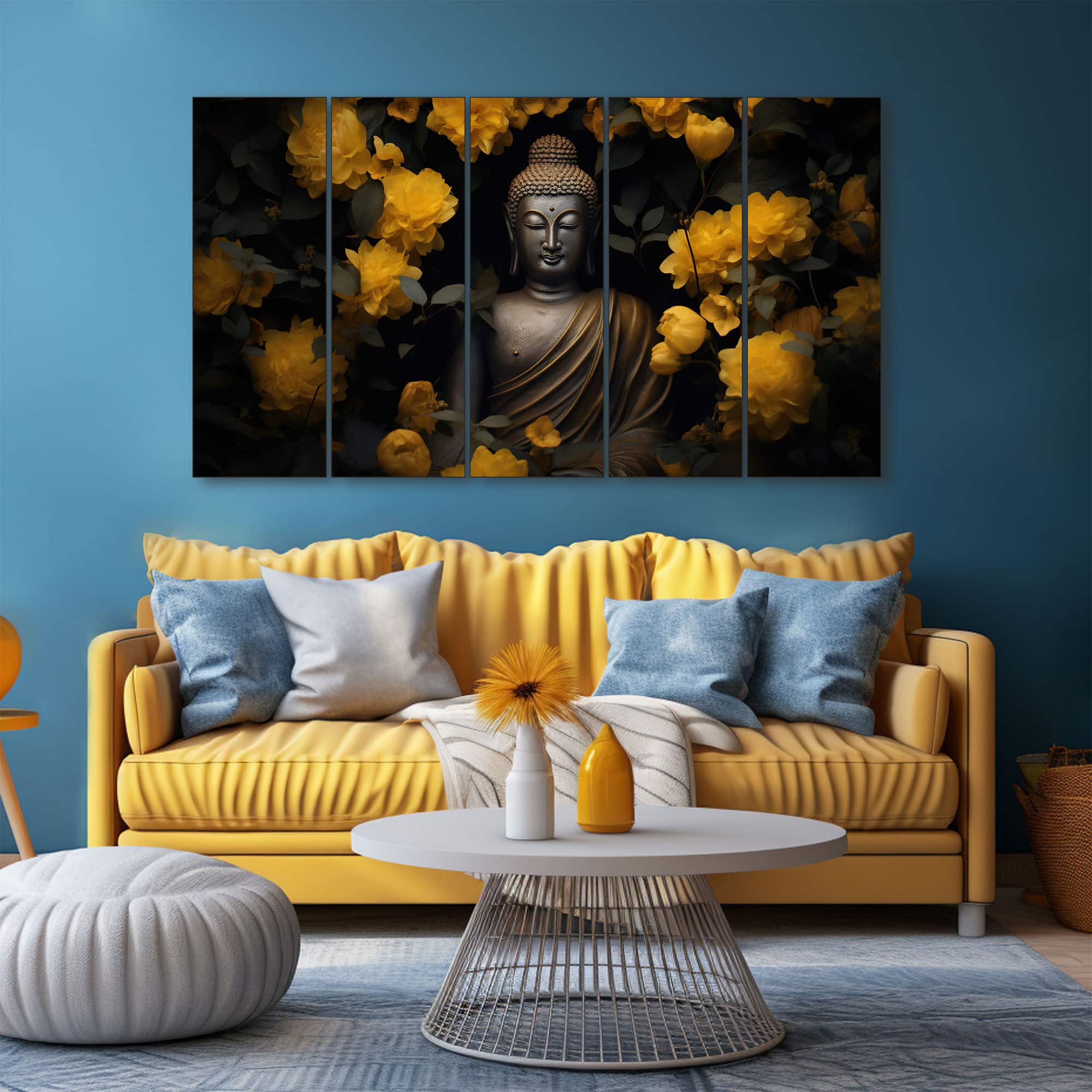 The Castle Decor Lord Buddha Meditation Wall Painting Wooden Framed 27x48 Inch (Style 12) - The Castle Decor