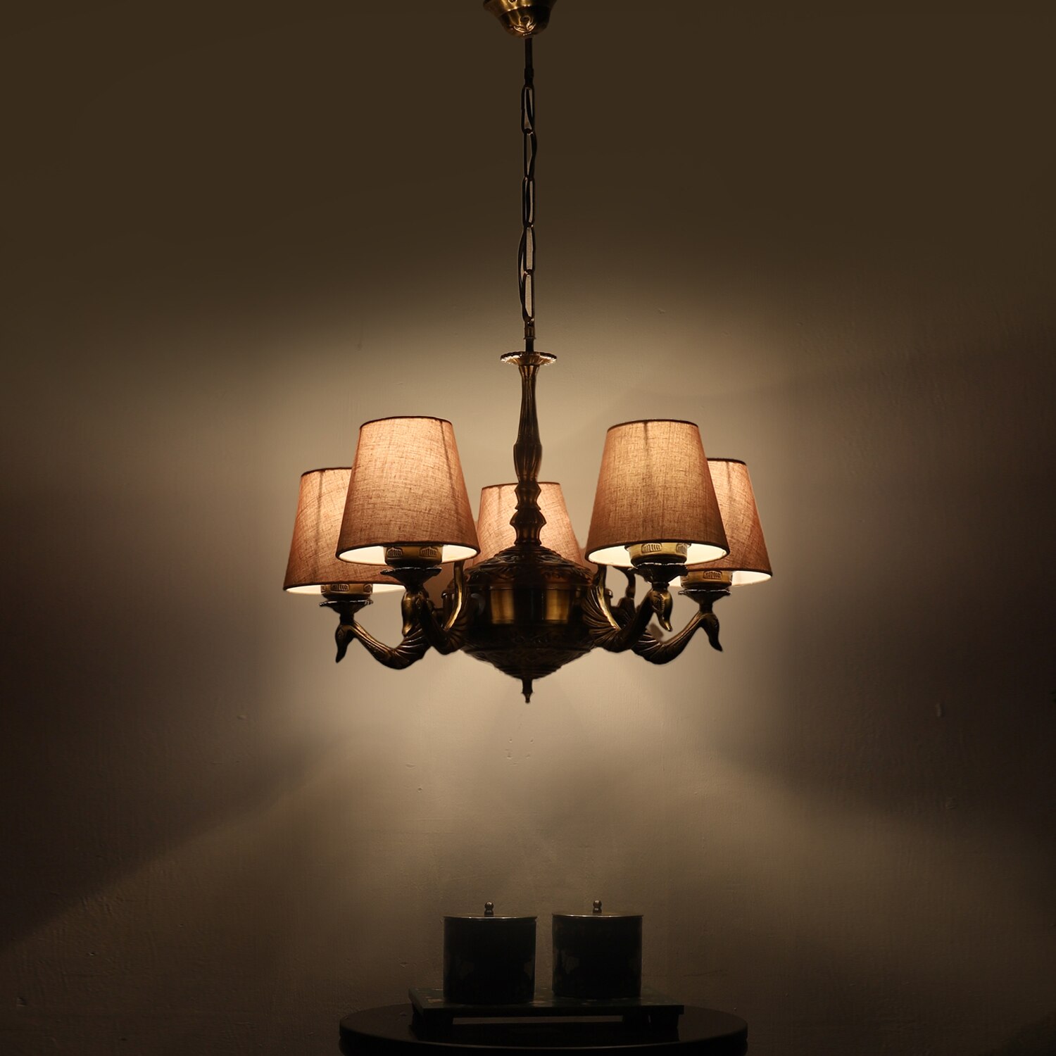 Devansh Gold Antique Wall Mounted Lamp With Beige Jute Shade