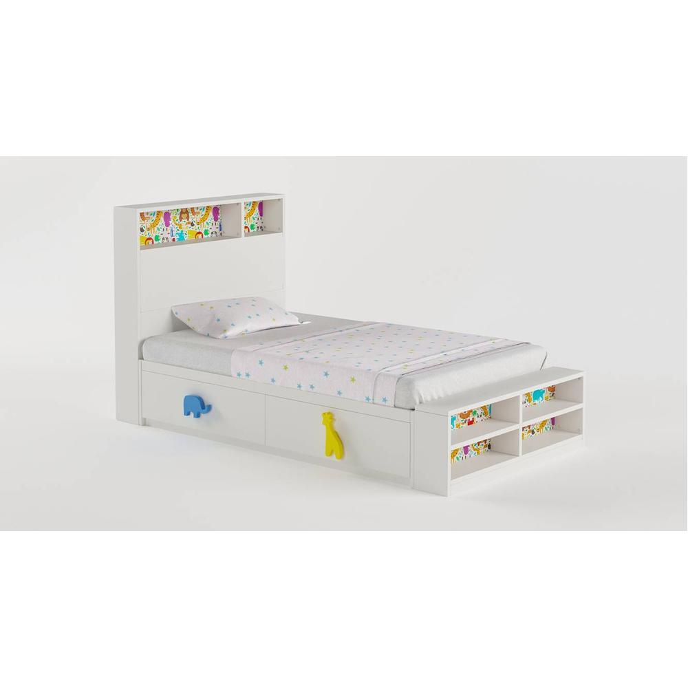Optimus Prime Engineered Wood Box Storage Bed in Blue Colour