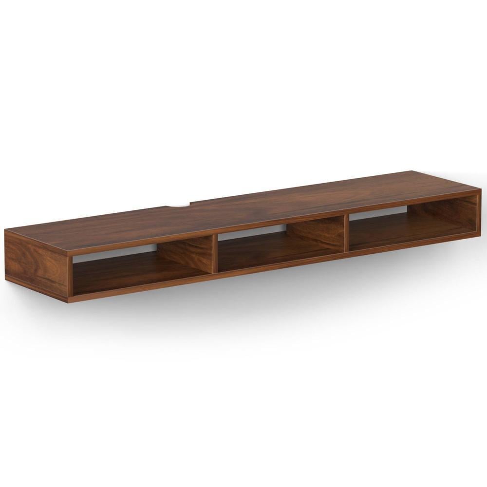Primax Solo Engineering Wood Wall Mount TV Entertainment Unit Set Top Box Stand/TV Cabinet with Shelves for Books & Décor Display Unit, Ideal for 50 Inches (Brown Maple/DIY)