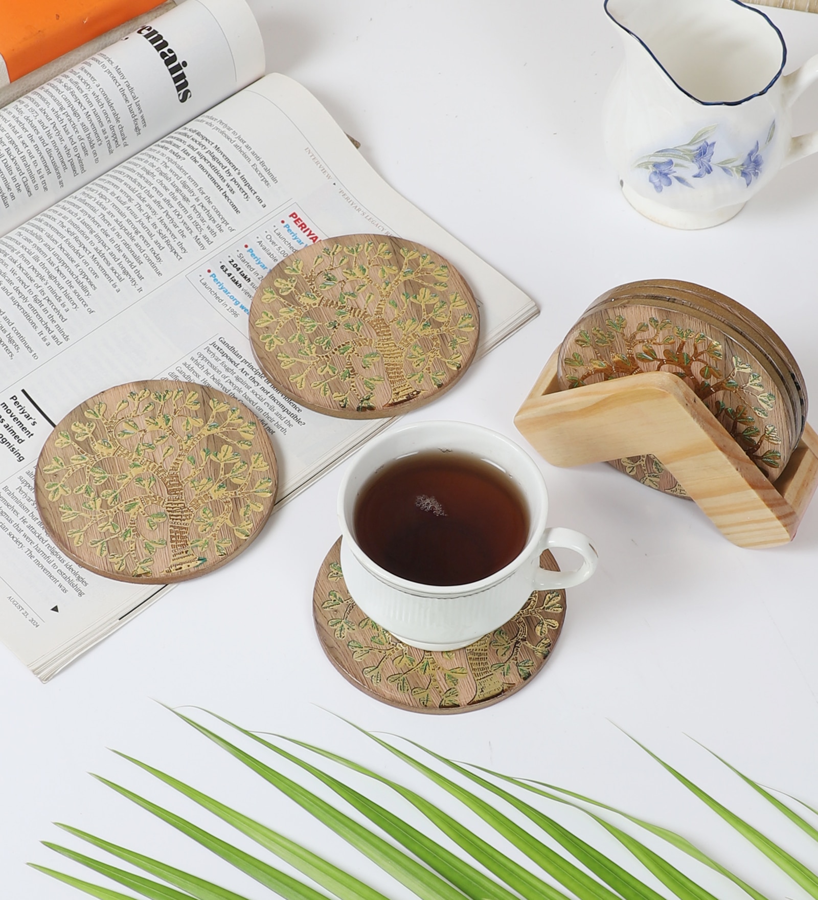 Tree of Harmony Coaster with Stand (Set of 6)